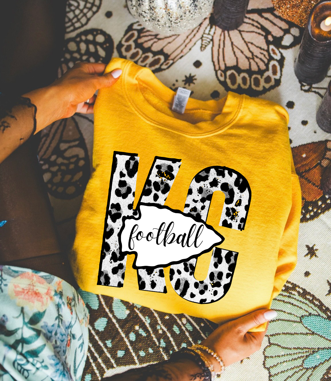 **HALFTIME DEAL** Slanted KC Arrowhead Heather Gold Sweatshirt