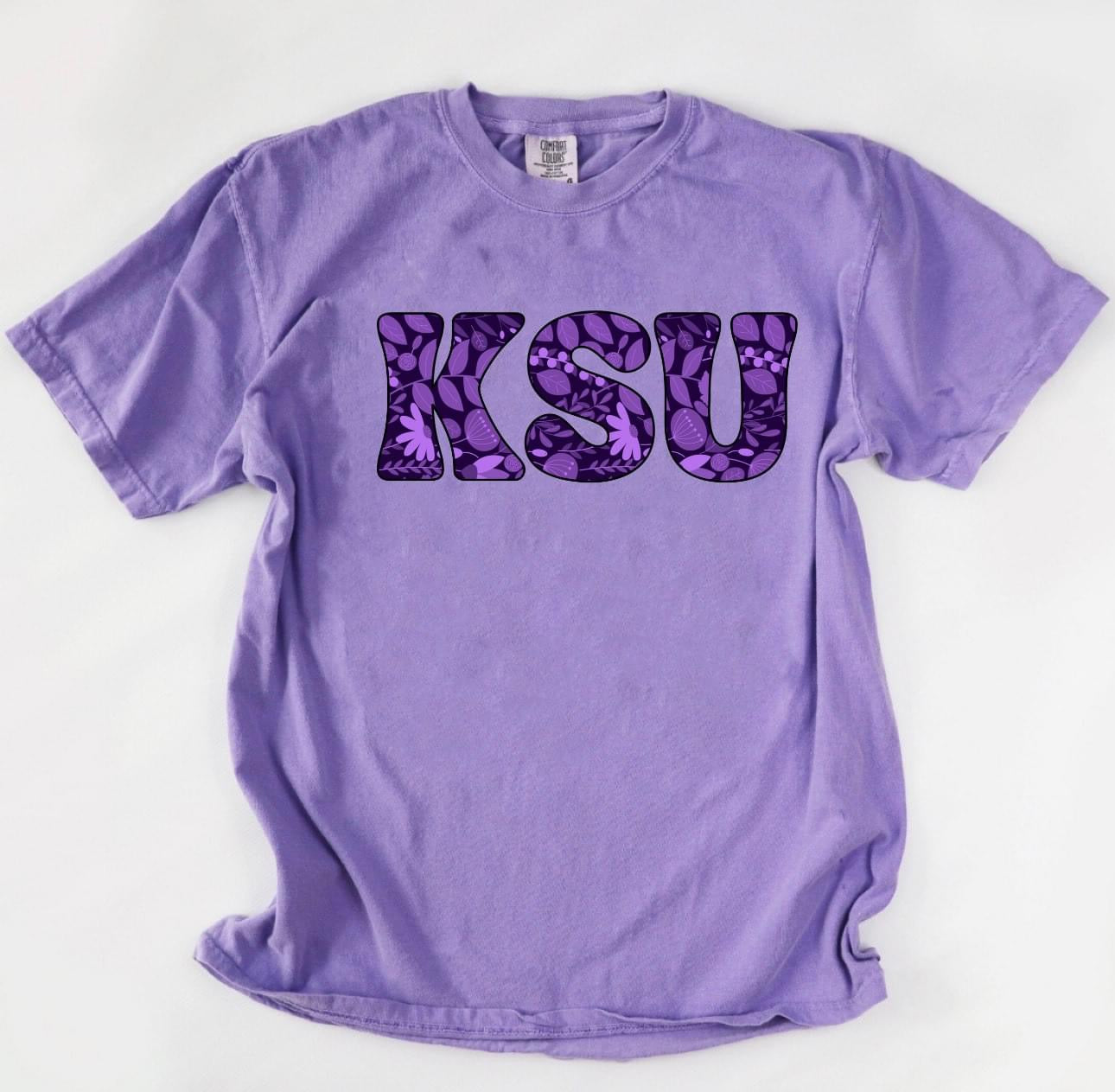Floral KSU Purple Tee