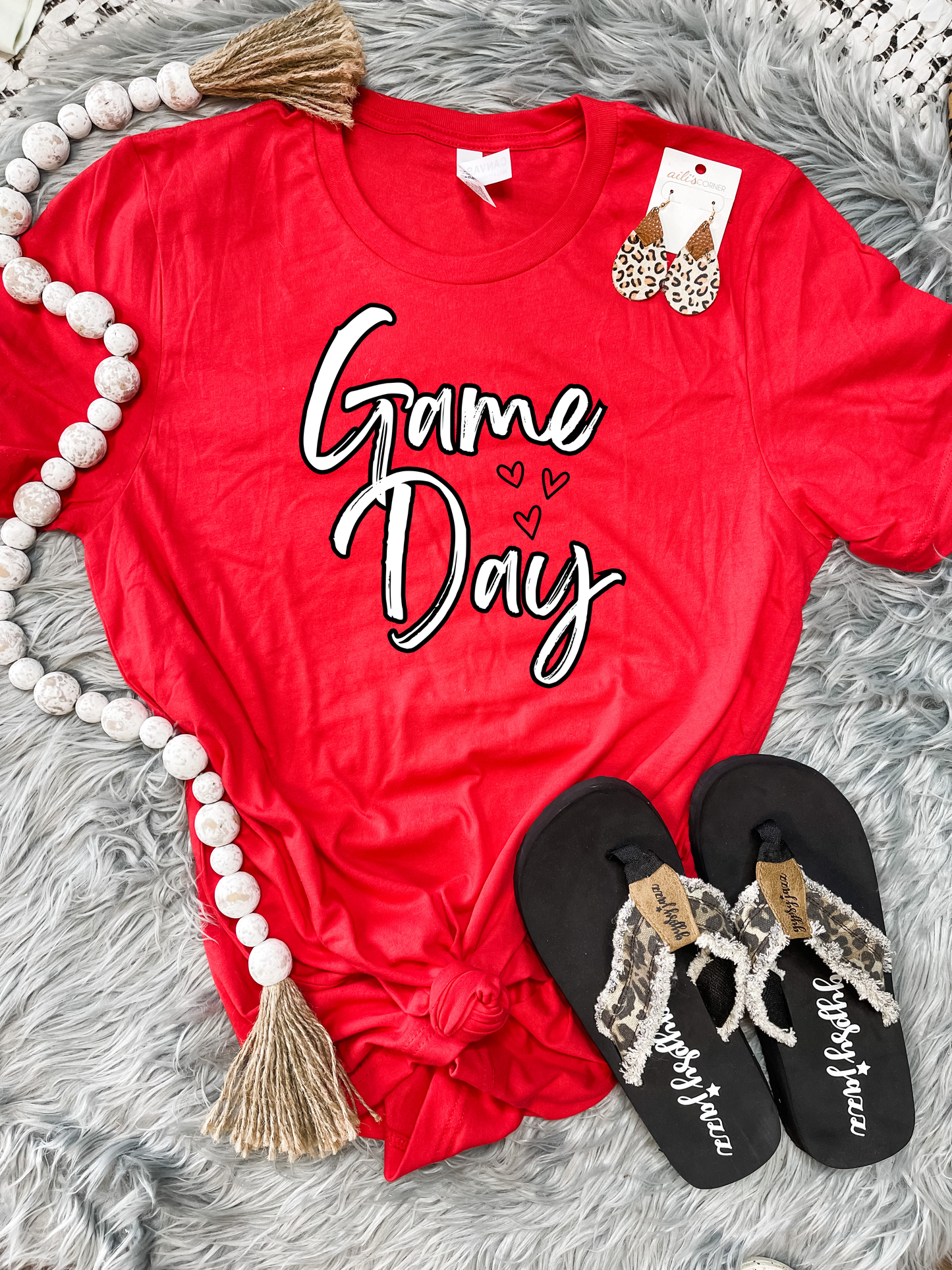 Game Day Hearts Red Tee