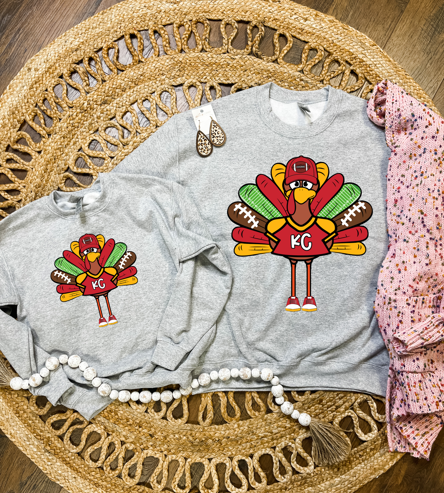 **HALFTIME DEAL** Kansas City Football Turkey Heather Grey Sweatshirt