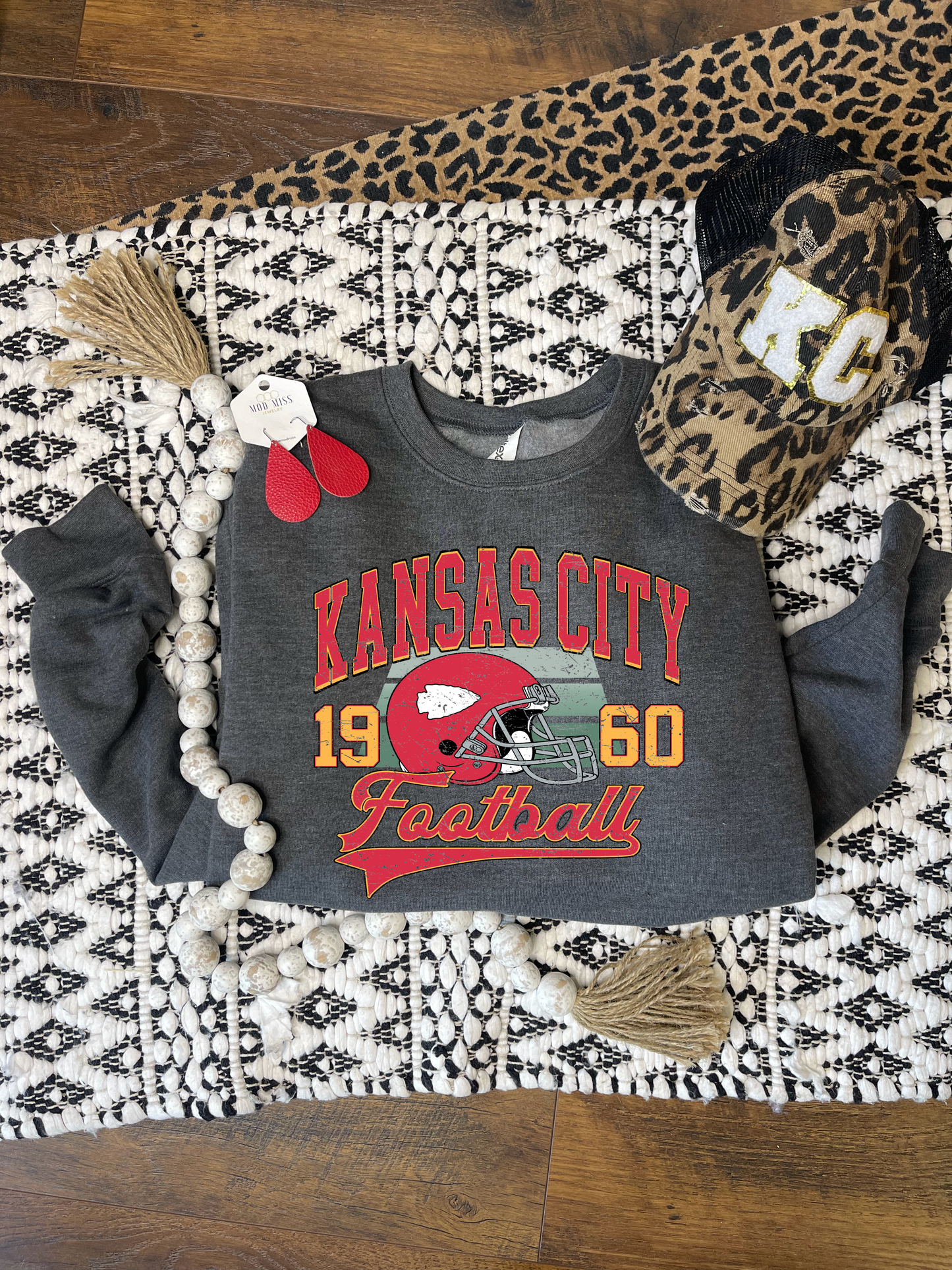 **HALFTIME DEAL** Vintage KC Football Arrowhead Helmet Dark Heather Sweatshirt