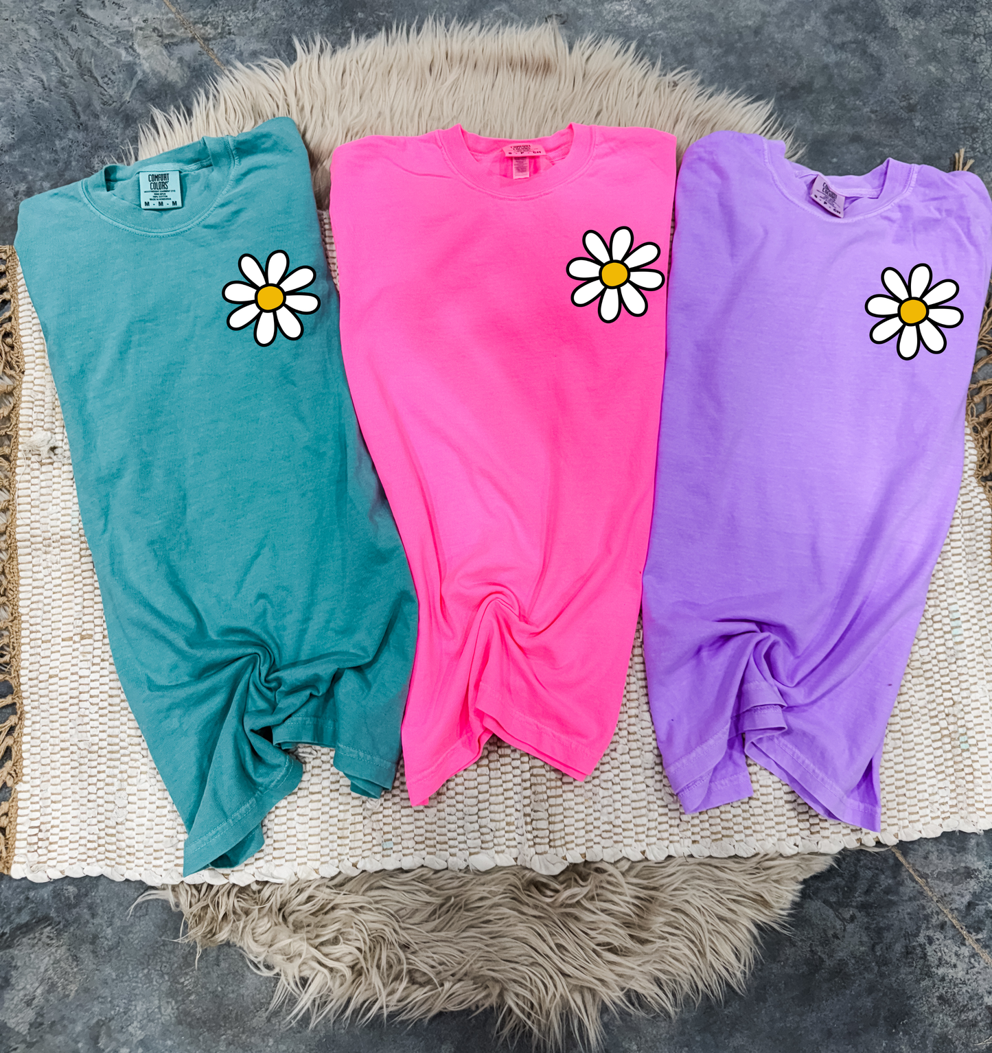 Left Chest White Daisy Tee Option