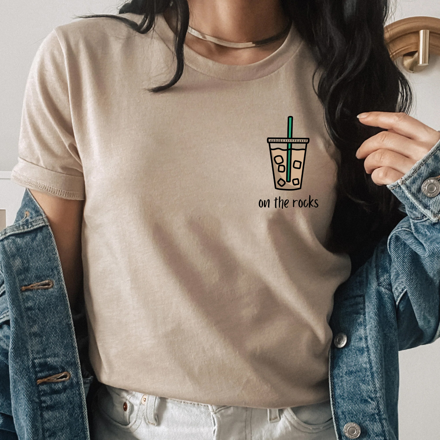 **DEAL OF THE DAY** On The Rocks Left Chest Heather Tan Tee