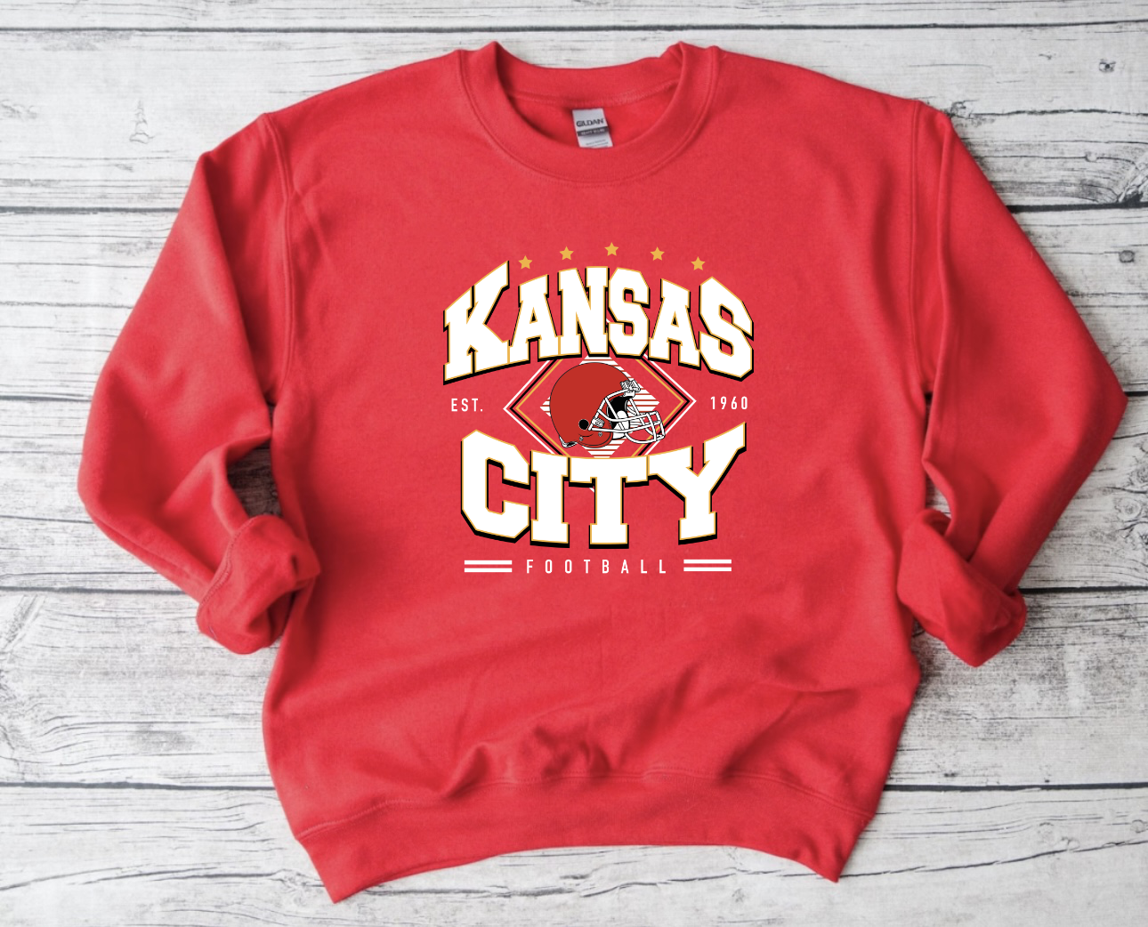 **HALFTIME DEAL** Kansas City Football Triangle Est 1960 Red Sweatshirt
