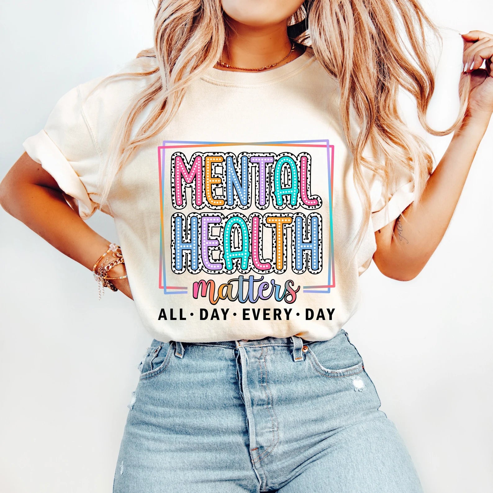 Mental Health Matters All Day Every Day Ivory Tee