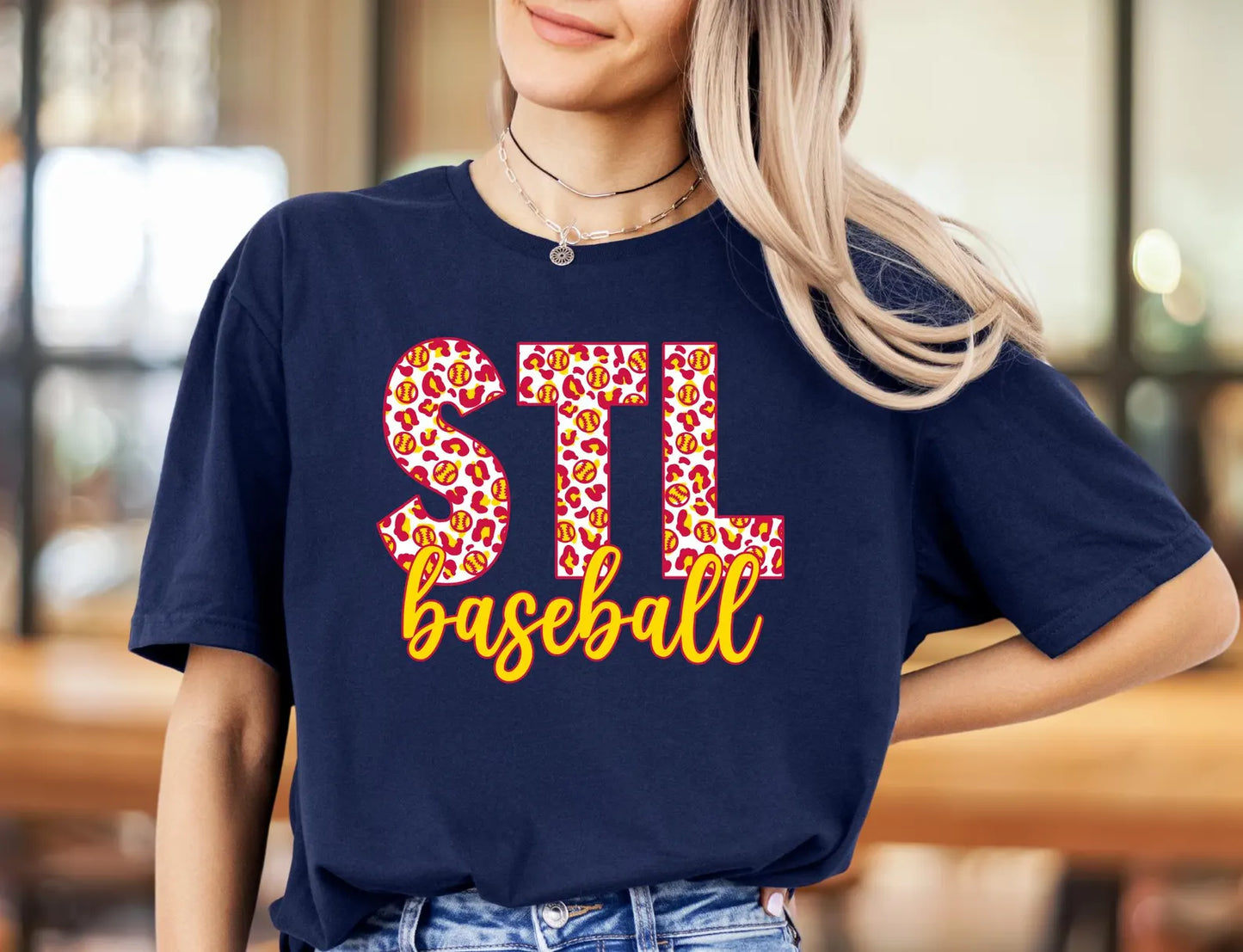 Leopard Baseball STL Navy Tee