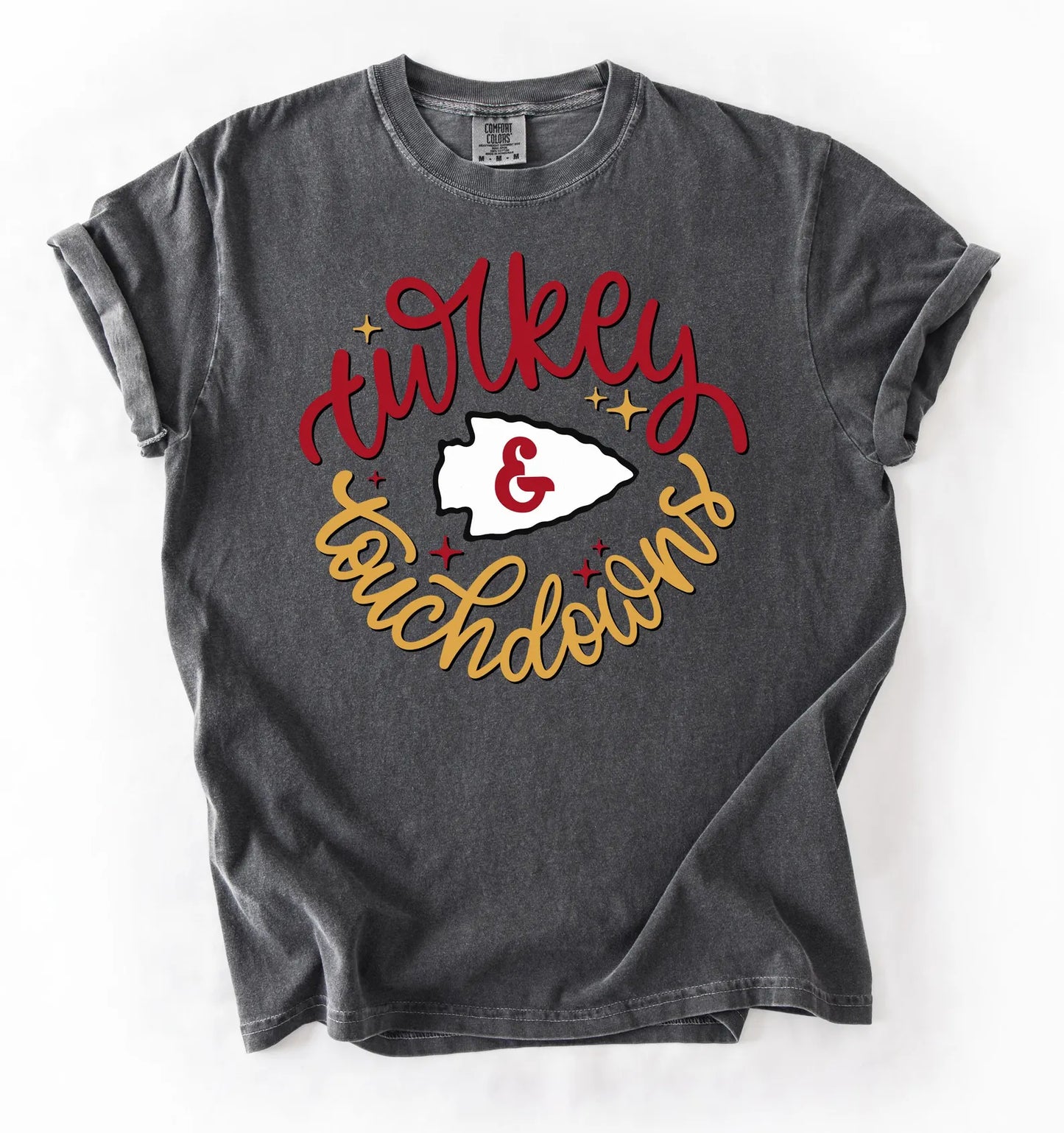 **HALFTIME DEAL** Red & Gold Turkeys & Touchdowns Pepper Tee
