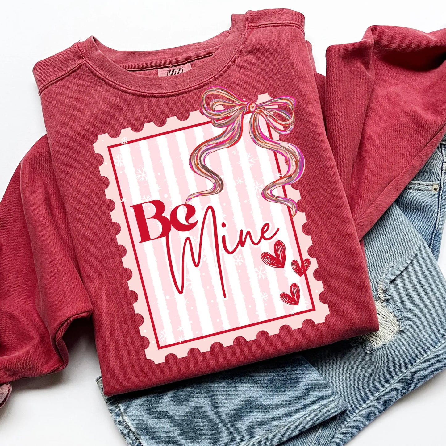 Striped & Bow Be Mine Crimson Sweatshirt
