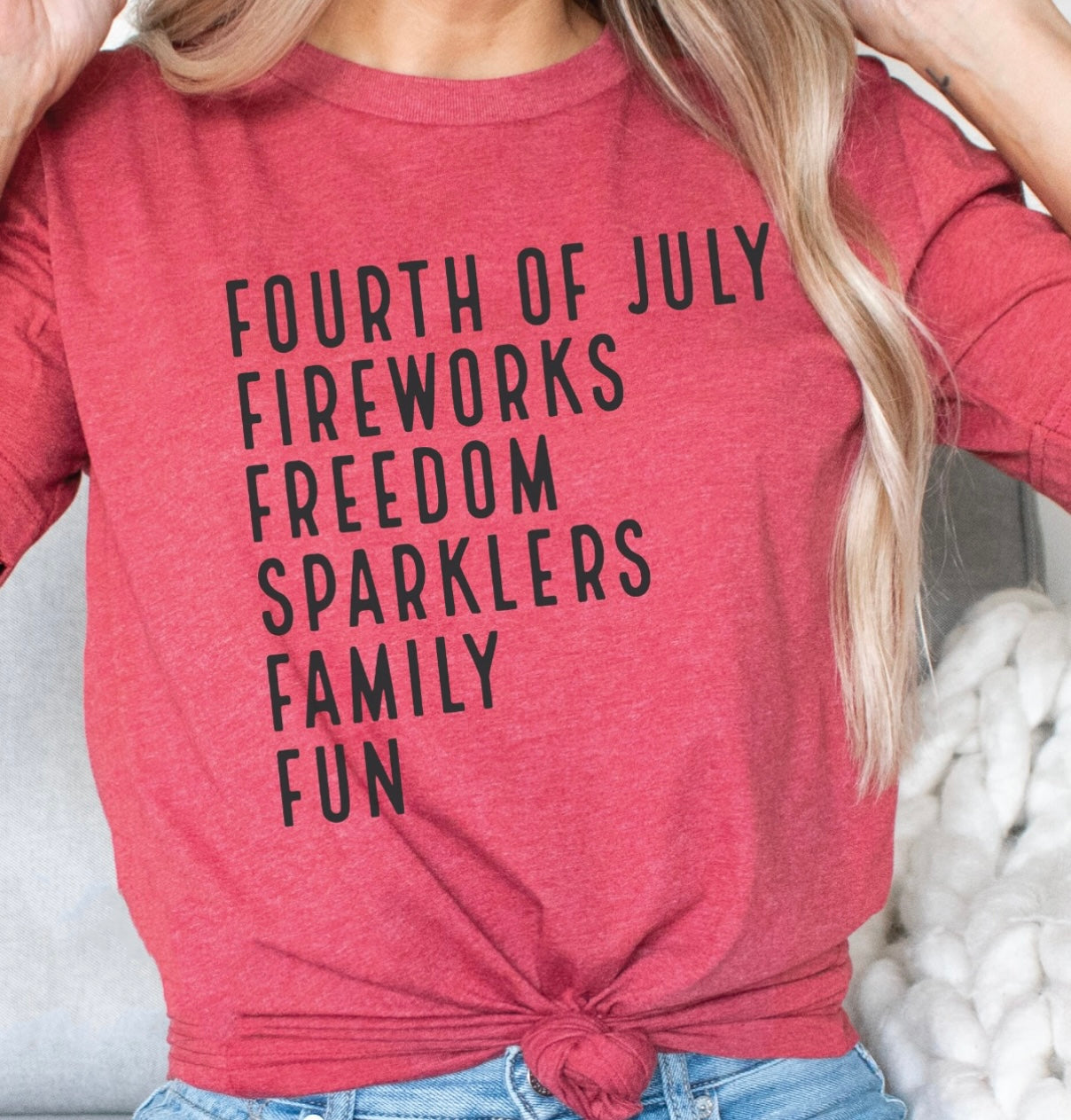 4th Of July List Heather Red Tee