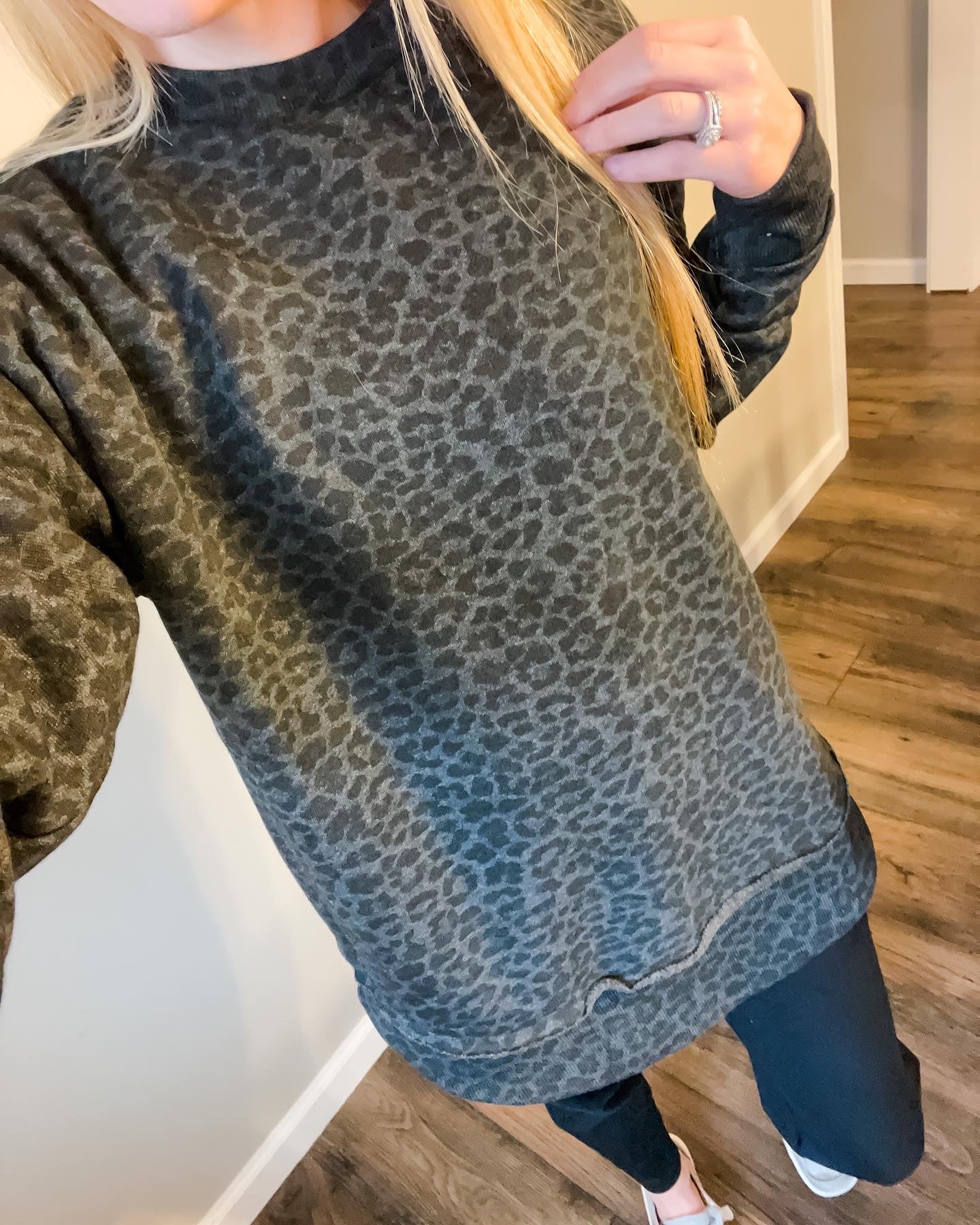 Black Leopard Tunic Fleece Pullover