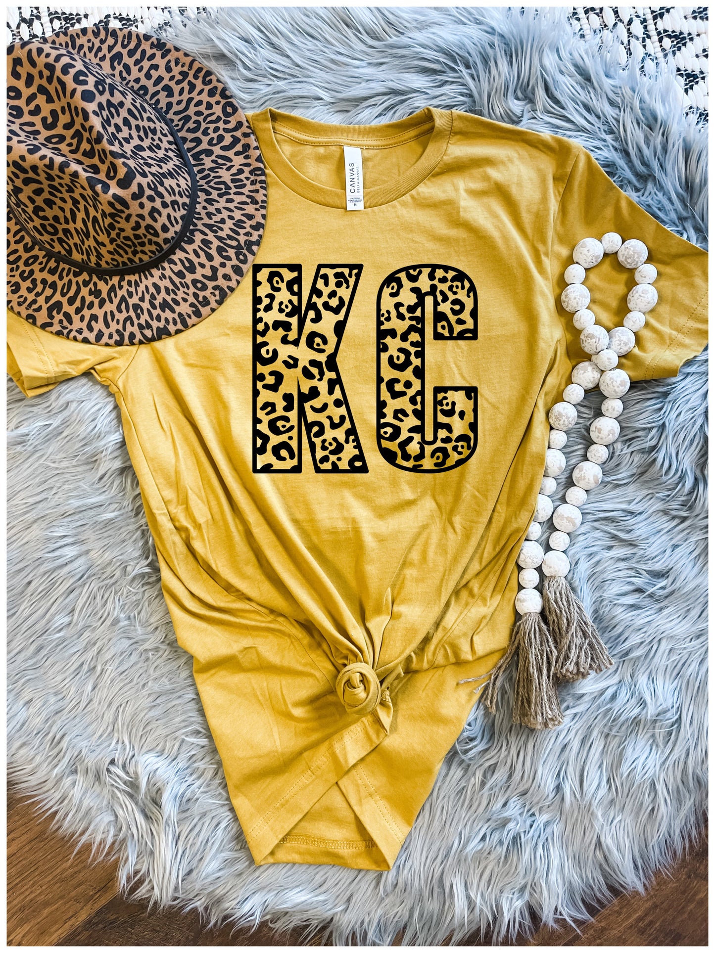 **HALFTIME DEAL** Black Leopard KC Mustard Tee