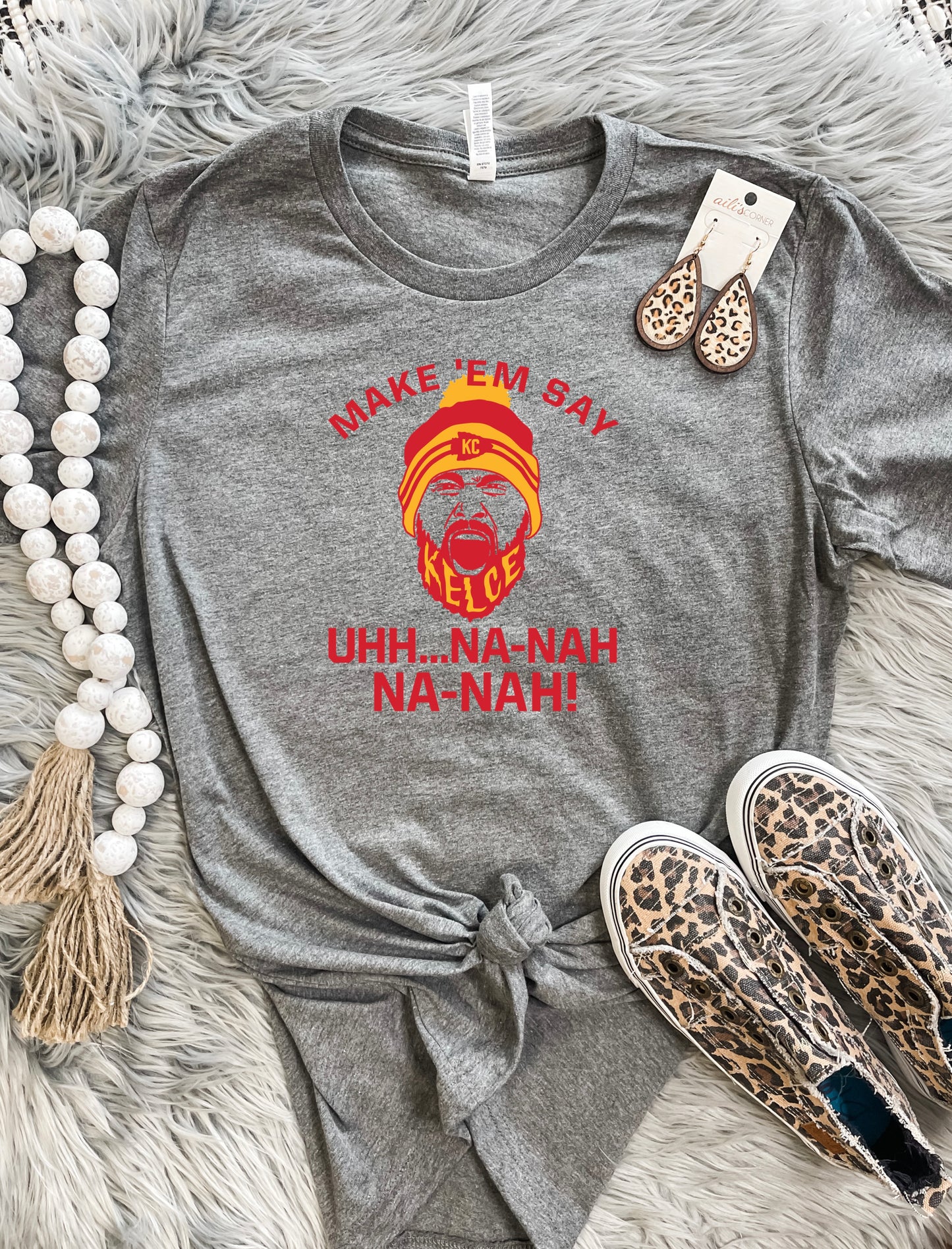 Make Em Say Kelce Beard Charcoal Tee