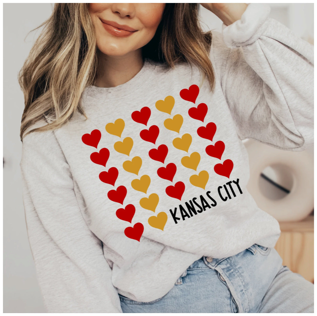 Red & Gold Hearts Kansas City Ash Sweatshirt