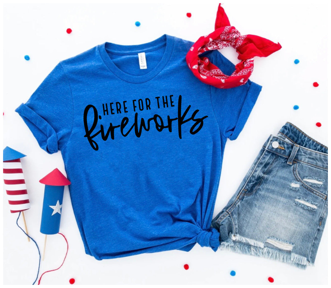 Here For The Fireworks Royal Blue Tee