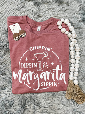 Chippin' Dippin' & Margarita Sippin' Mauve Tee