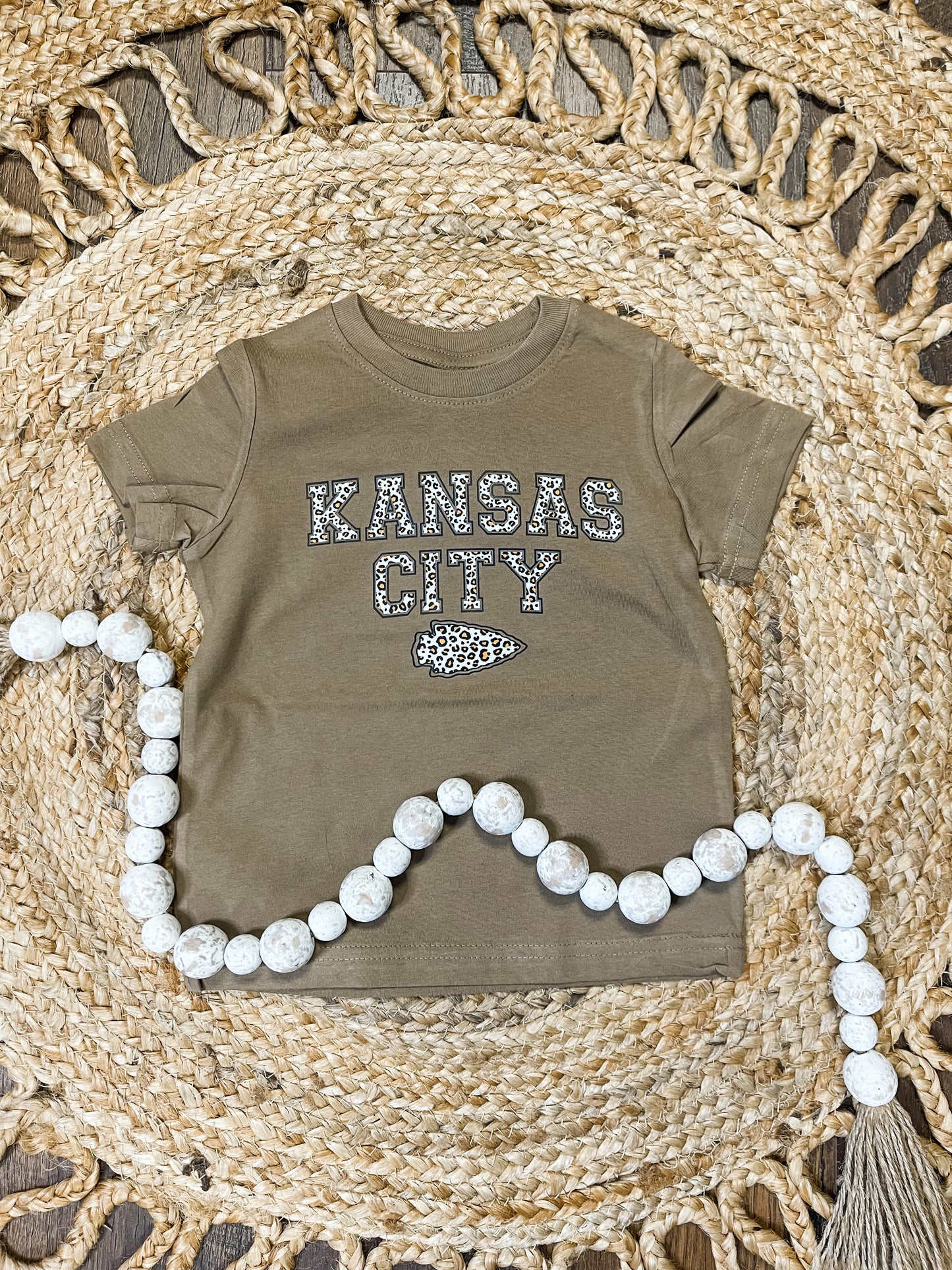 **KIDS** Kansas City Arrowhead Brown Leopard Short Sleeve Tee