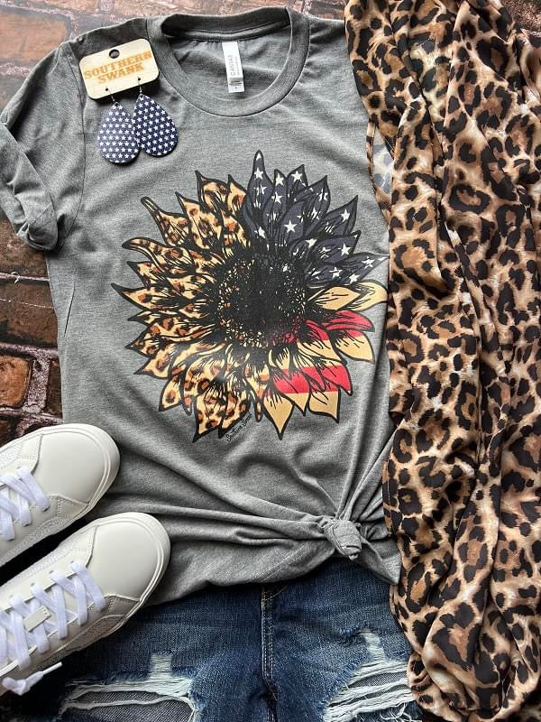 **DEAL OF THE DAY** Leopard USA Sunflower Charcoal Tee