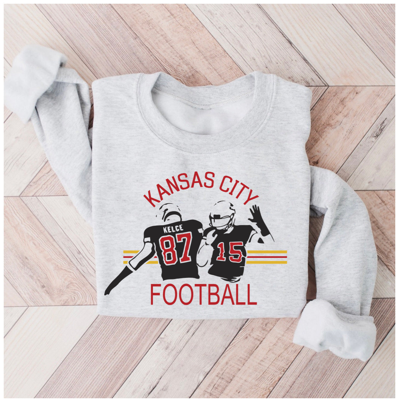 Mahomes Kelce Kansas City Football Ash Sweatshirt