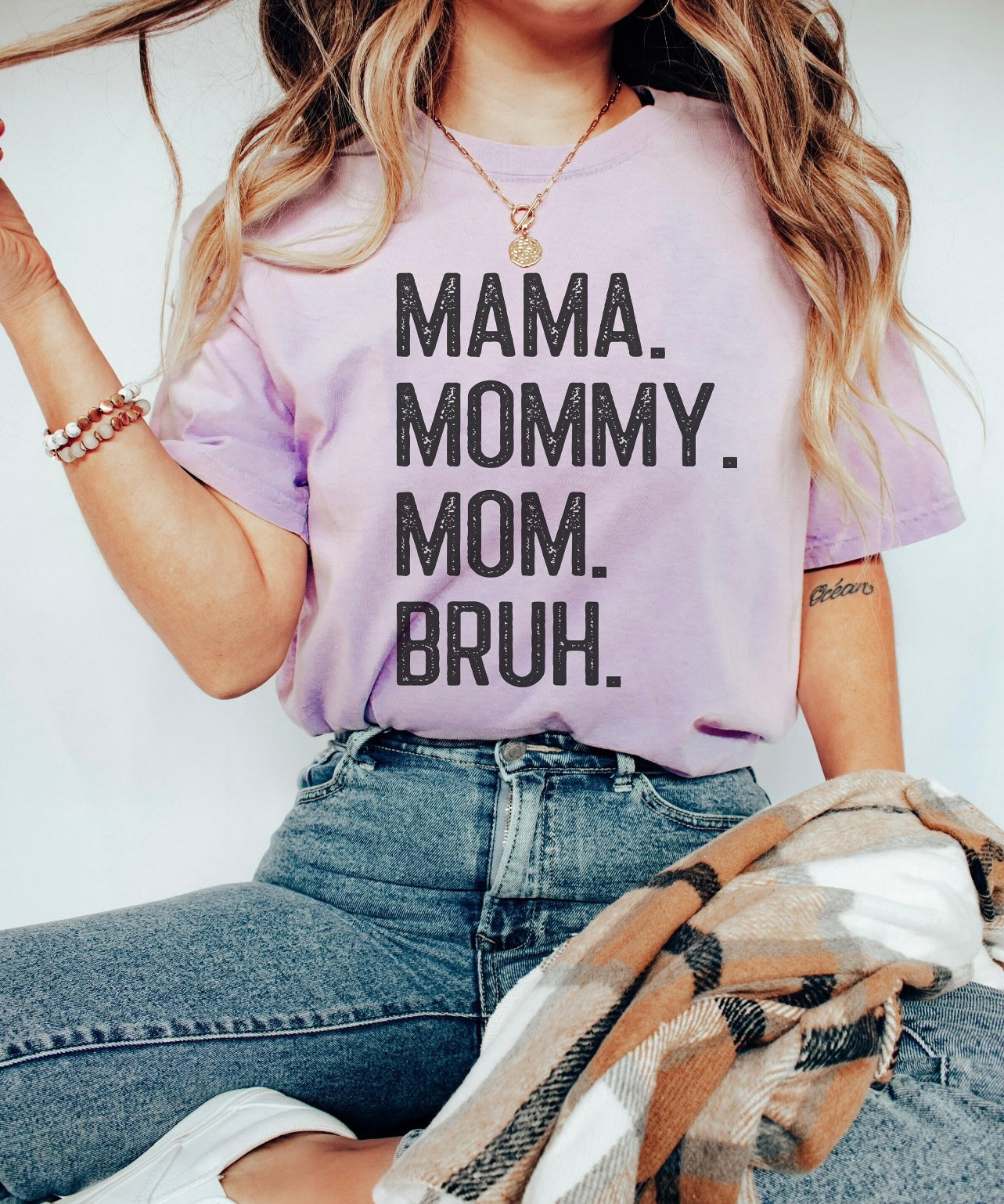 Mama. Mommy. Mom. Bruh Purple Tee