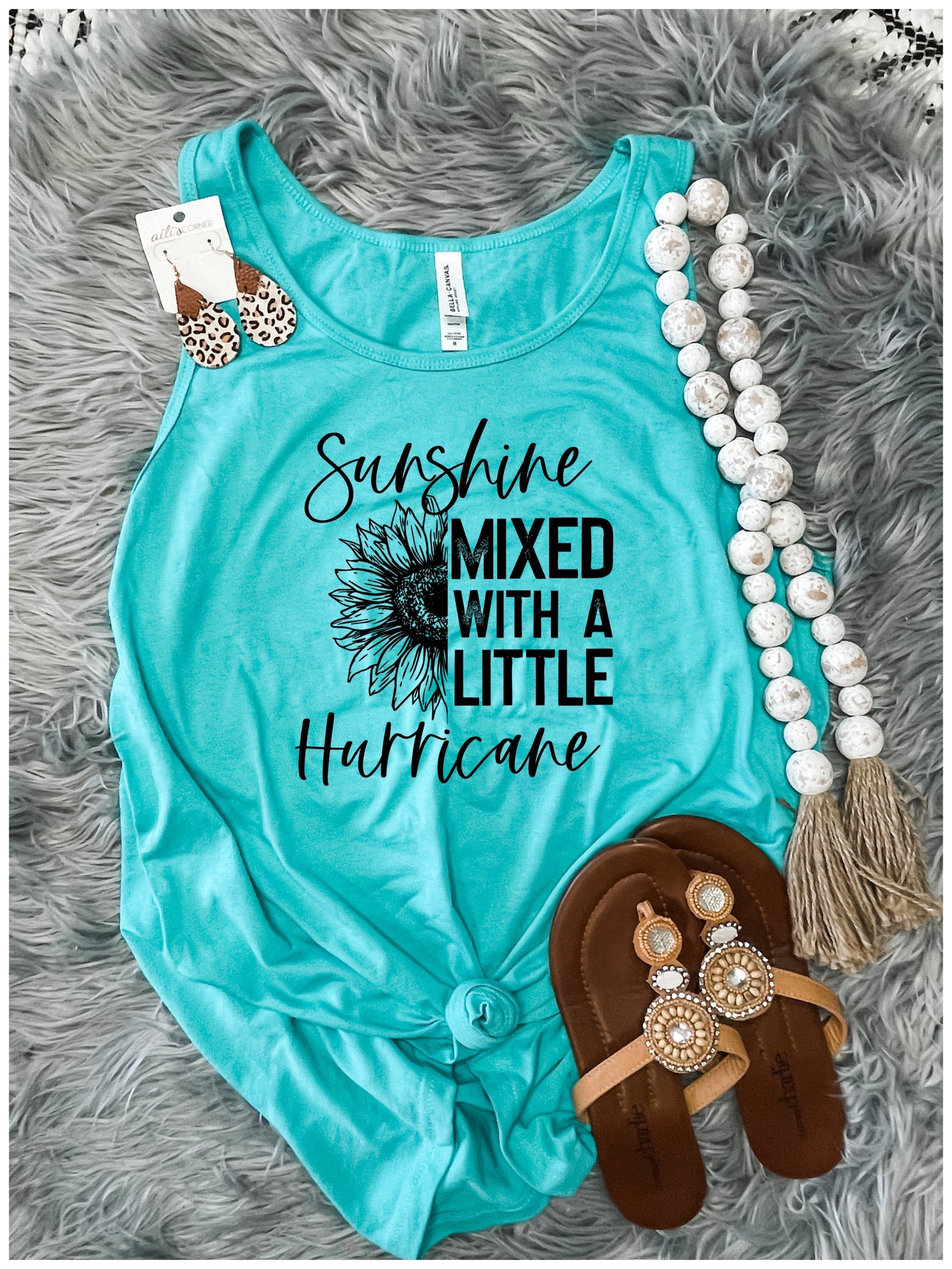 Sunshine Mixed With A Little Hurricane Teal Tank Top