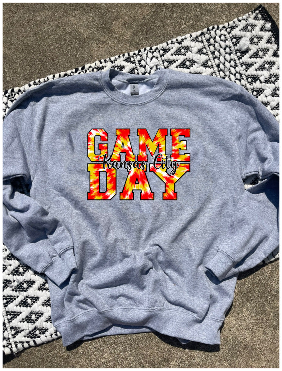 Game Day Kansas City Tie Dye Grey Sweatshirt