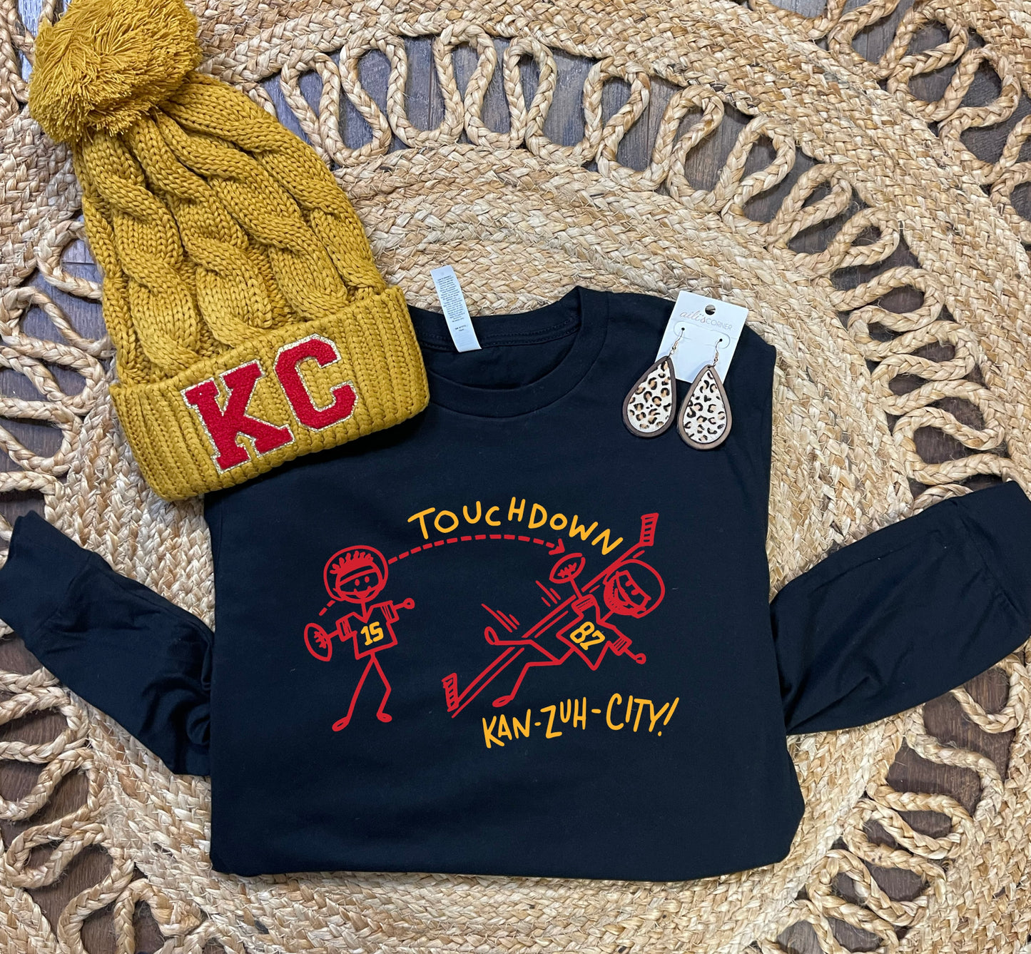 Red & Gold Touchdown Kan Zuh City Black Sweatshirt