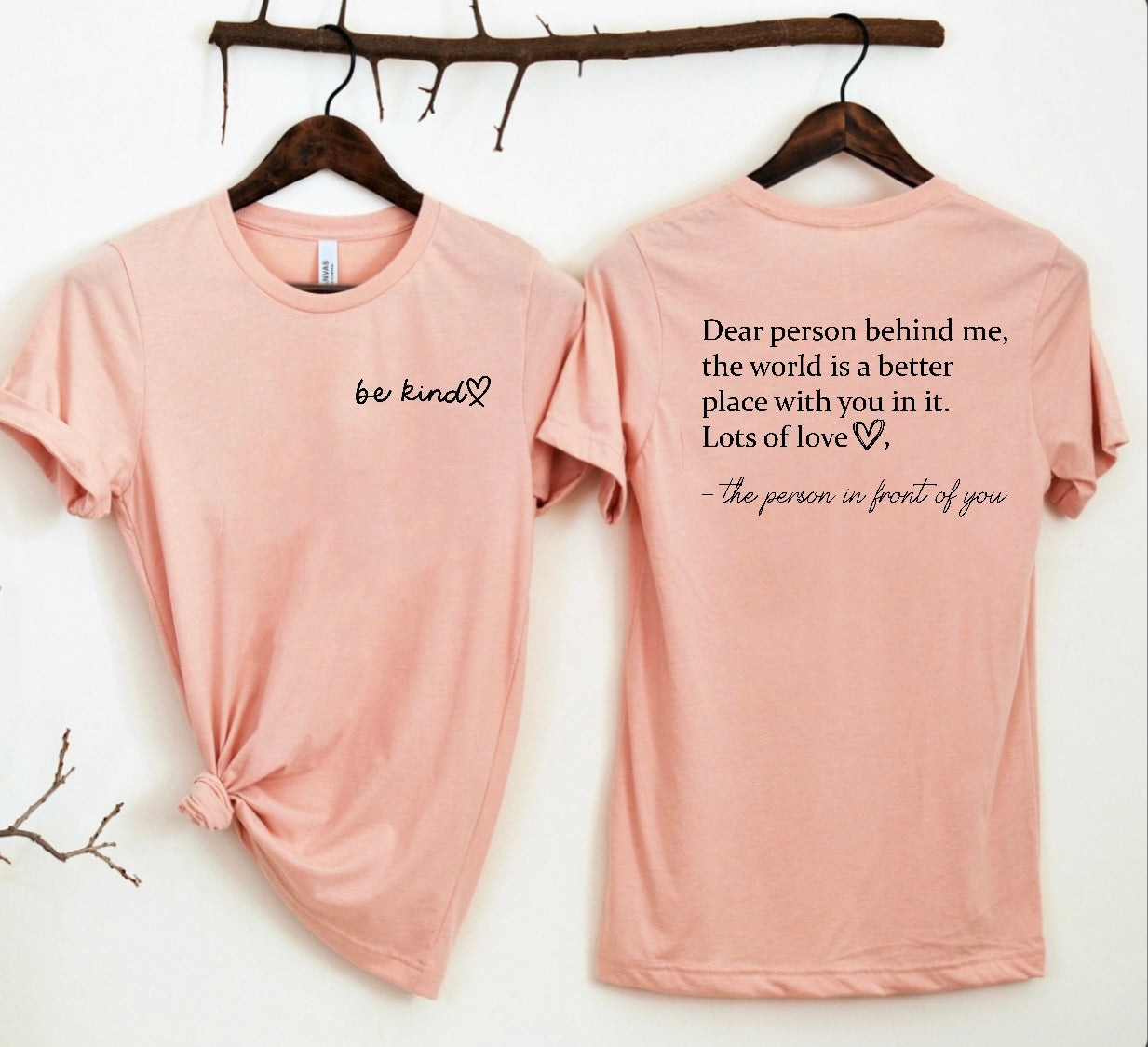 FRONT + BACK- Be Kind Peach Tee