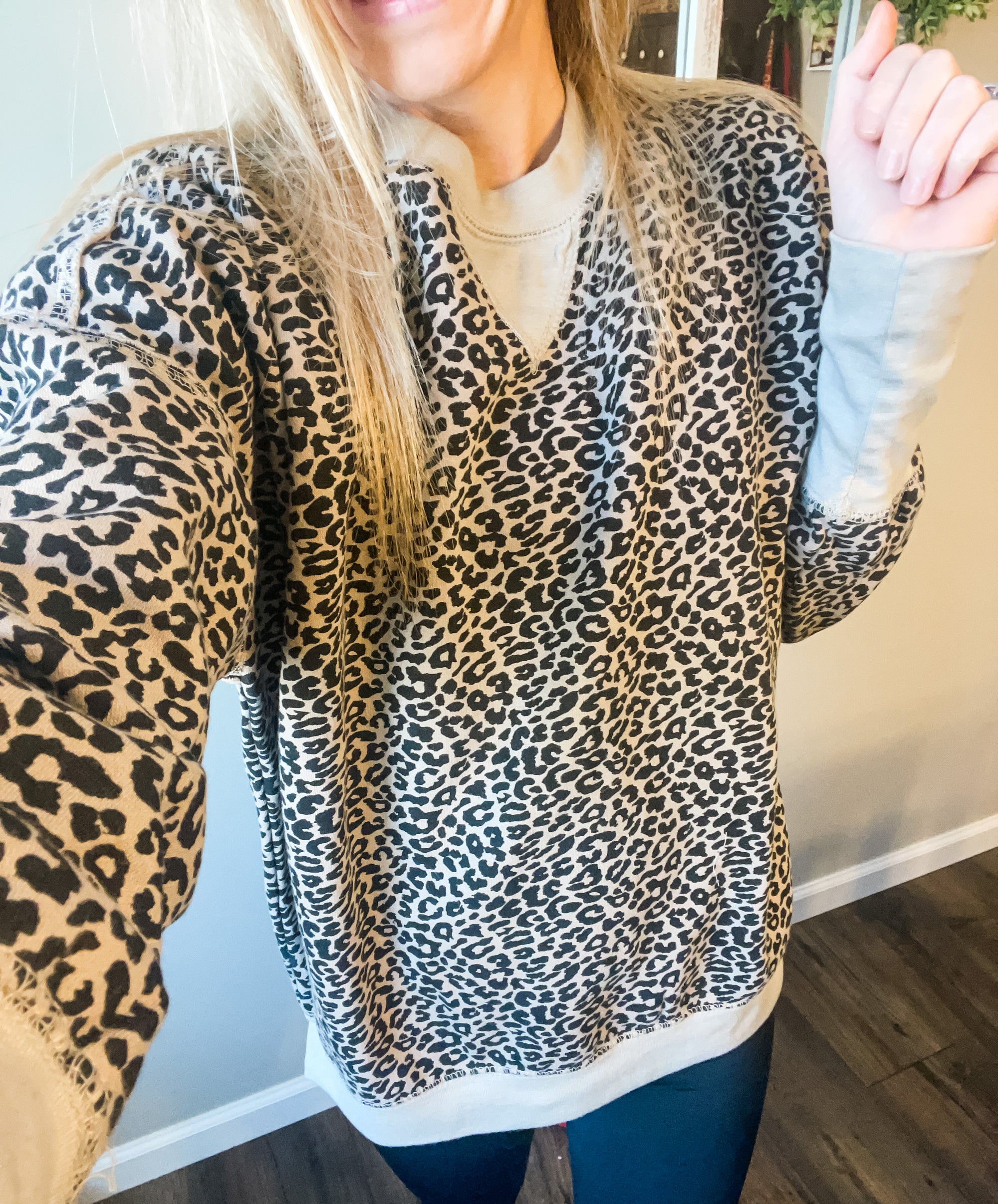 Black Leopard Pullover Sweatshirt