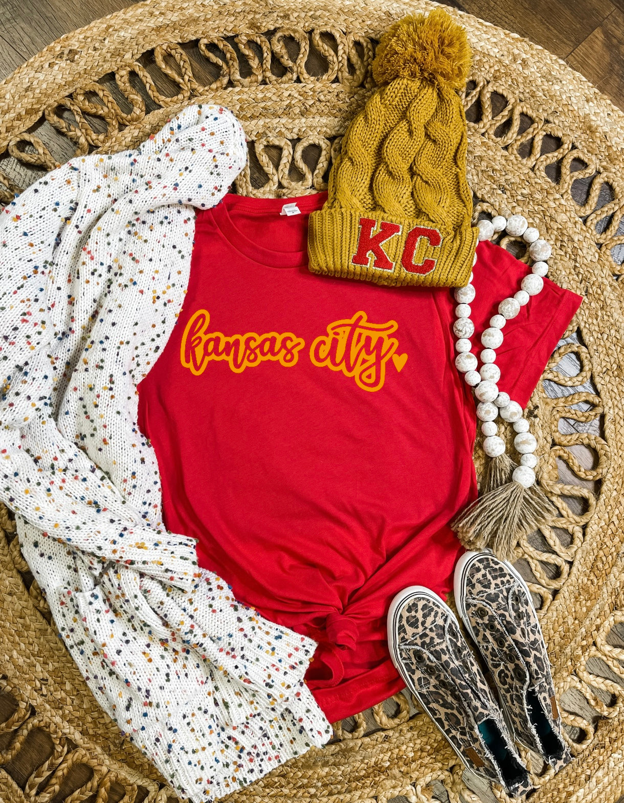 **DEAL OF THE DAY** Gold Kansas City Script Red Tee
