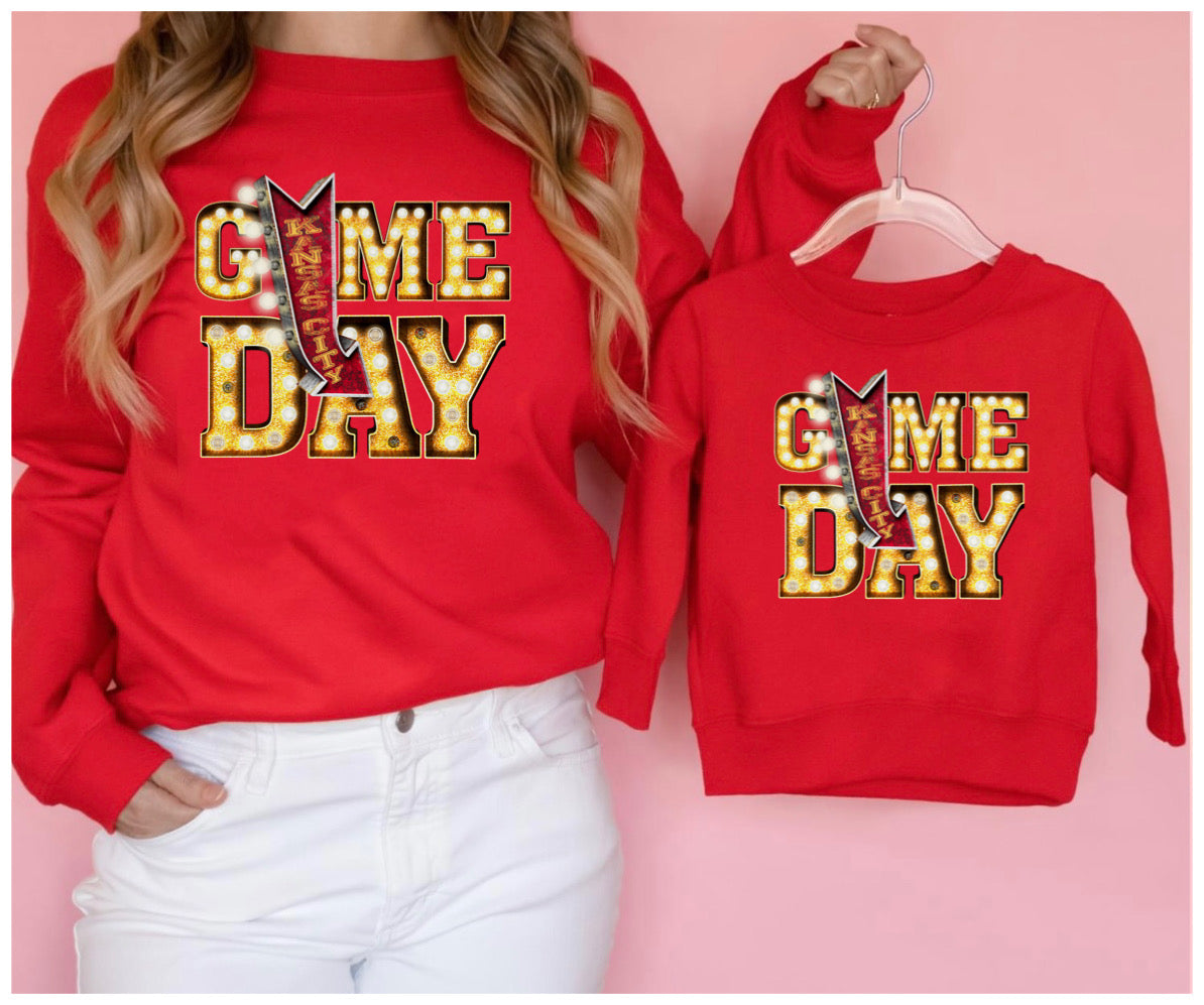 Mommy & Me Kansas City Game Day Marquee Red Sweatshirt