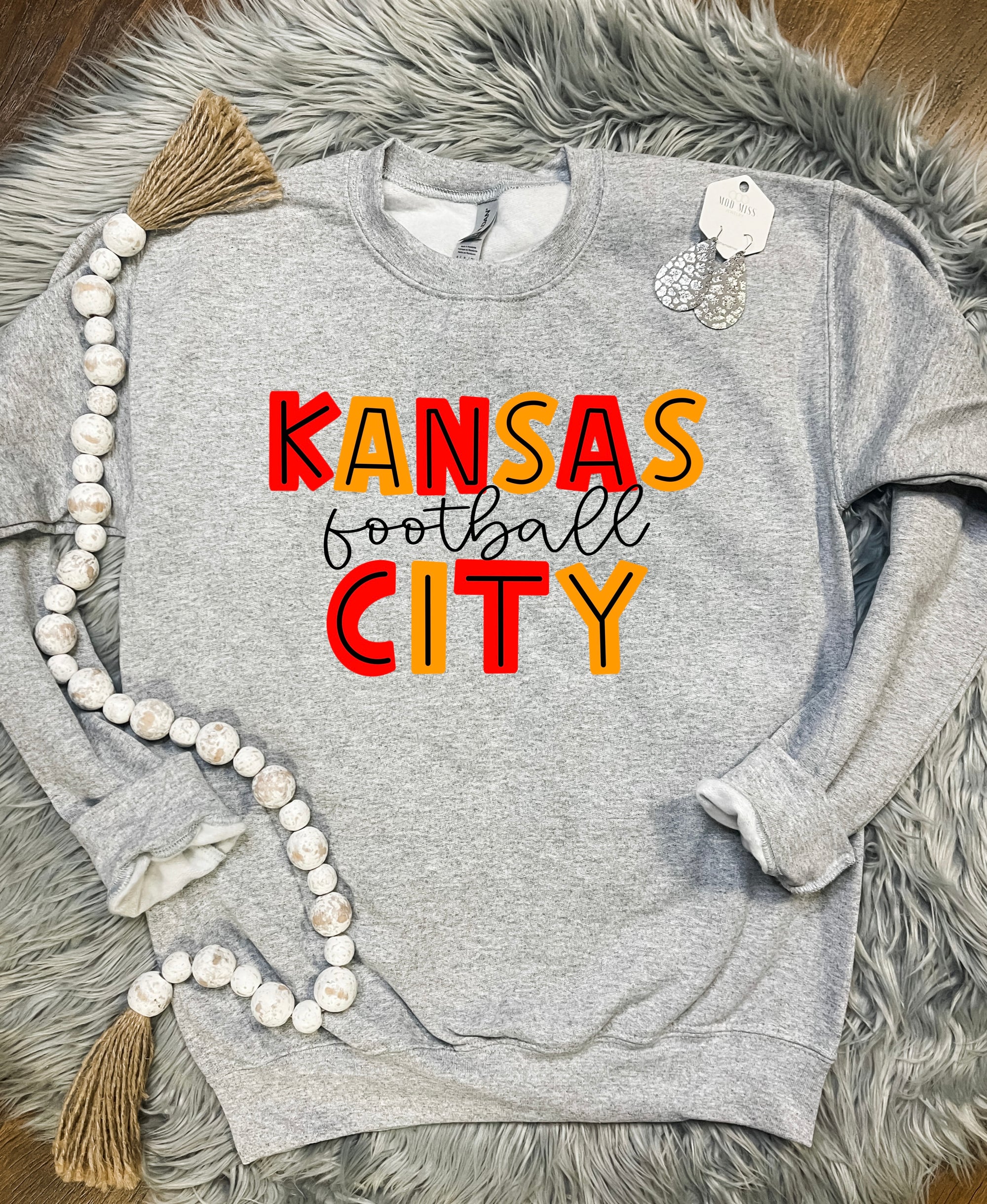 Red & Yellow Kansas City Football Grey Sweatshirt