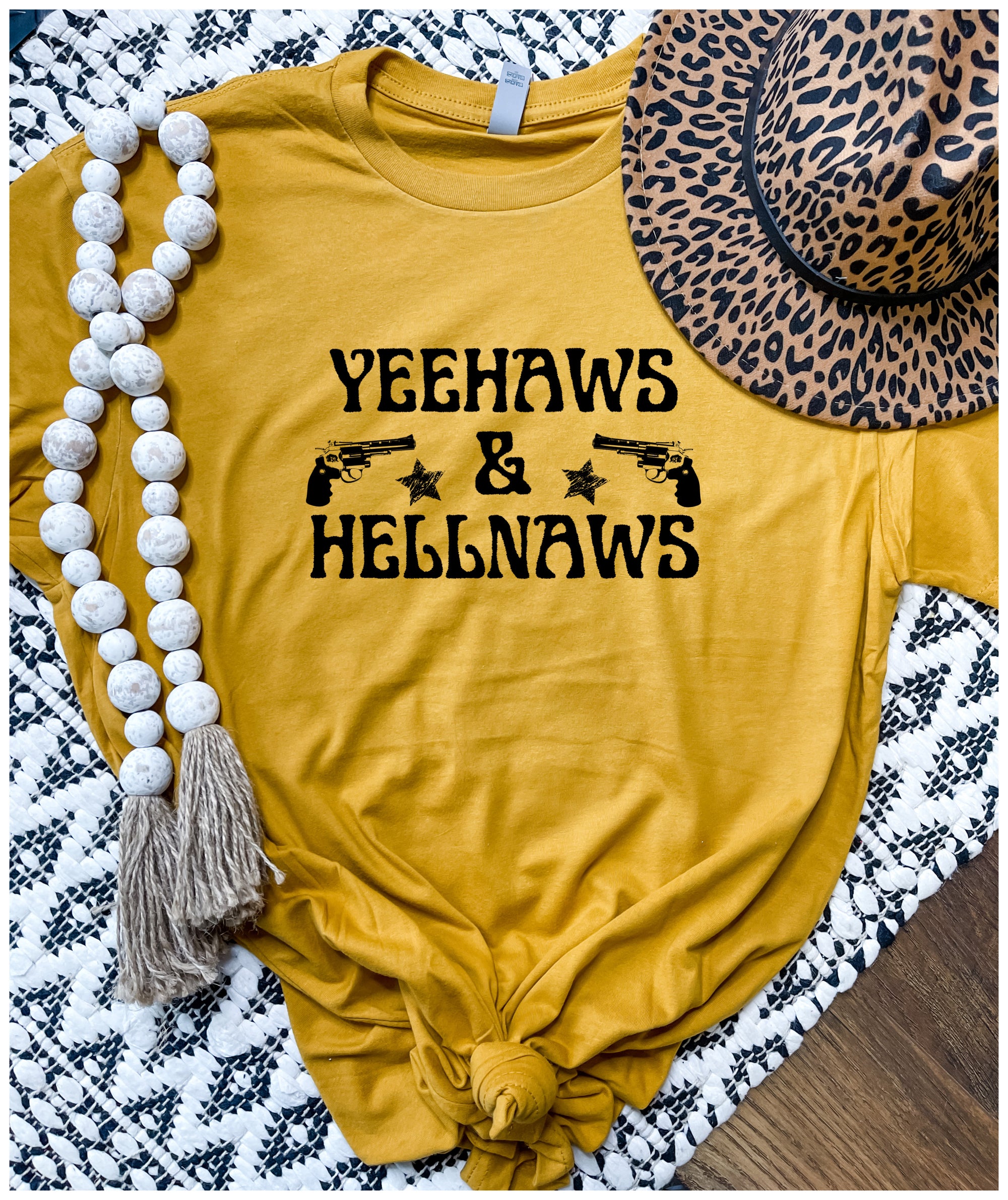 Yeehaws & Hellnaws Mustard Tee