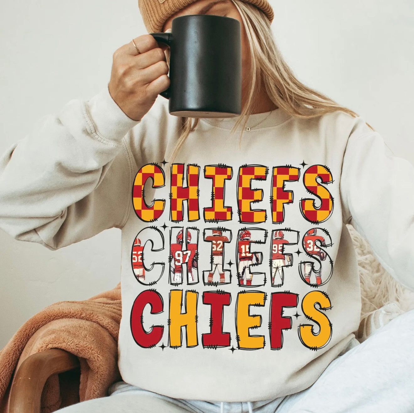 Repeat Checkered Red & Gold KC Sand Sweatshirt