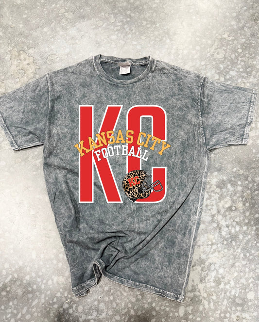 **HALFTIME DEAL** Arched Kansas City Football KC Grey Mineral Wash Tee