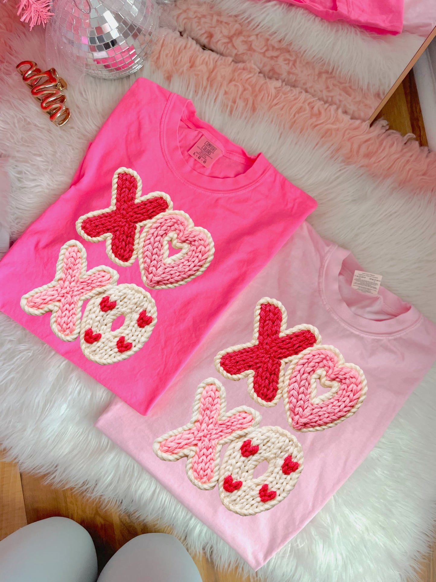 Faux Yarn XOXO Hearts Tee Options