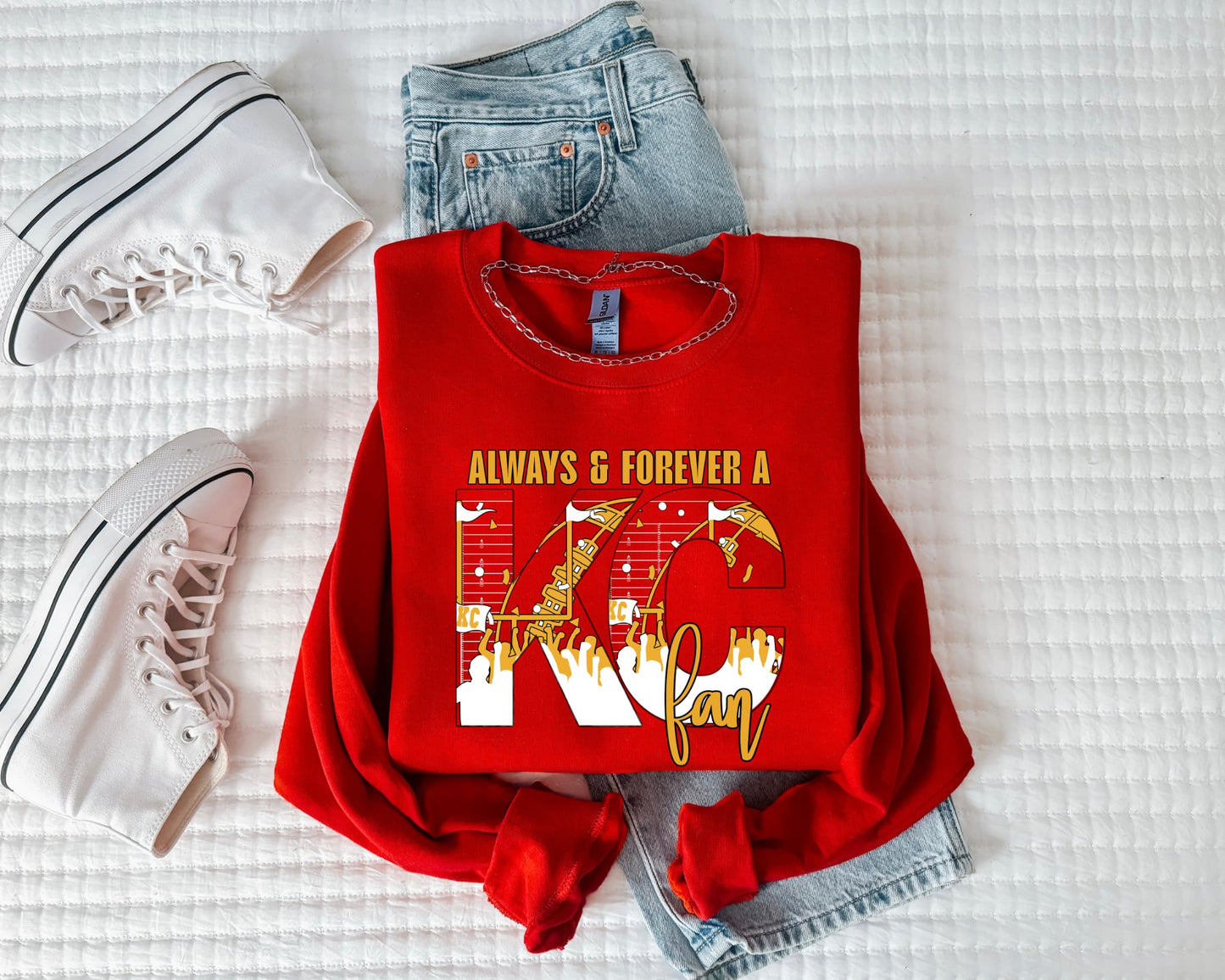 **HALFTIME DEAL** Always & Forever KC Fan Red Sweatshirt