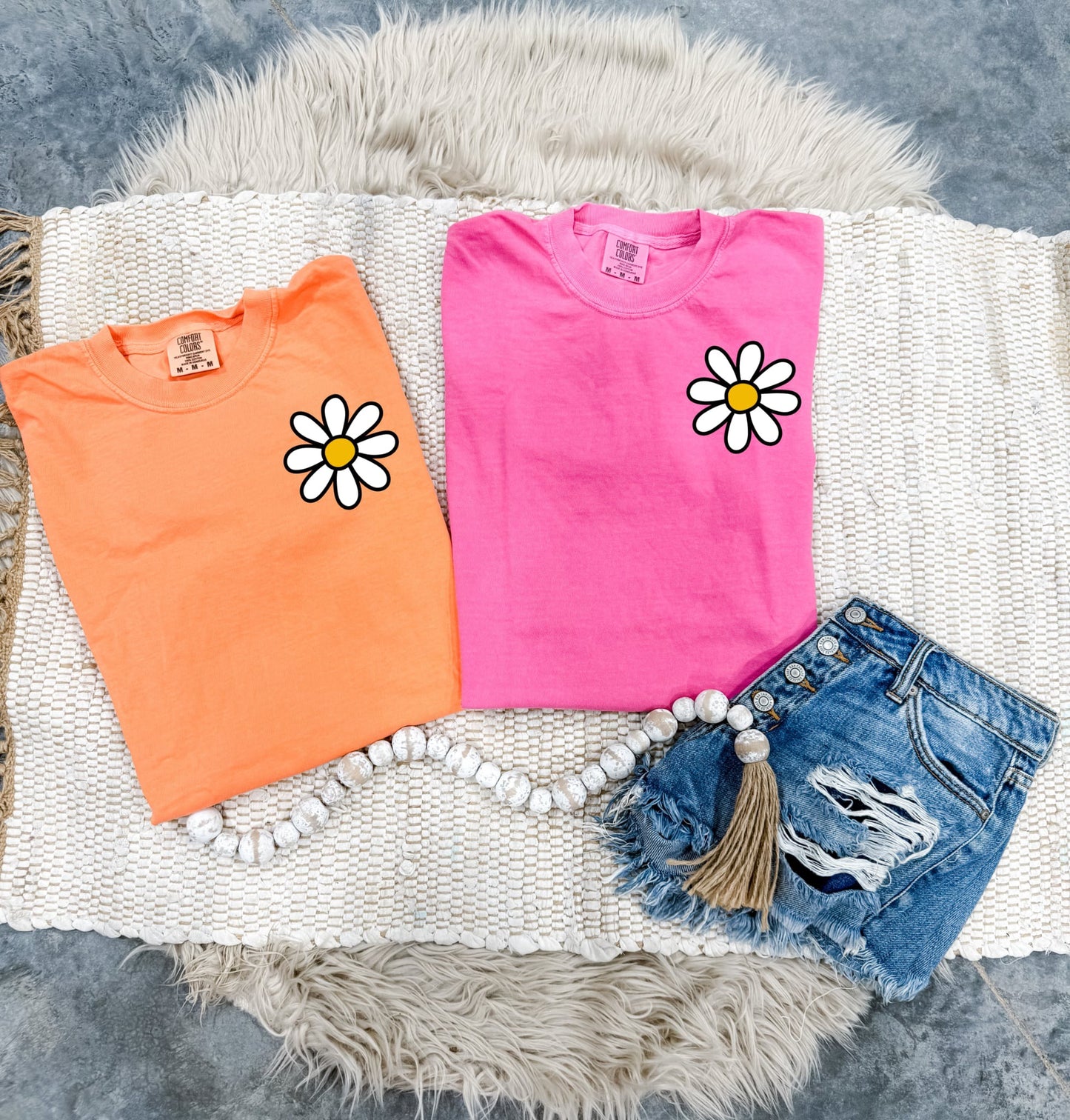 Left Chest White Daisy Tee Option