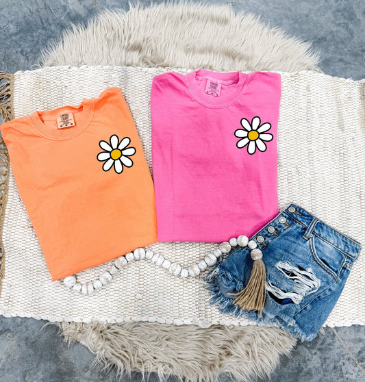 Left Chest White Daisy Tee Option