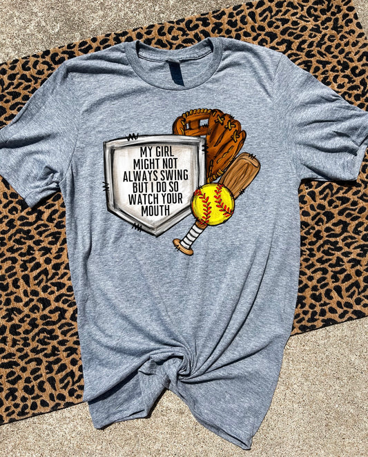 Softball Swing Heather Graphite Tee