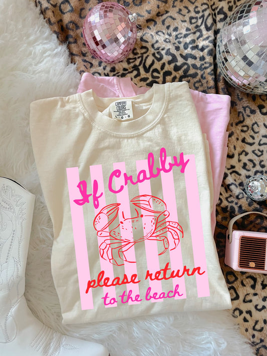 Pink Striped If Crabby Ivory Tee
