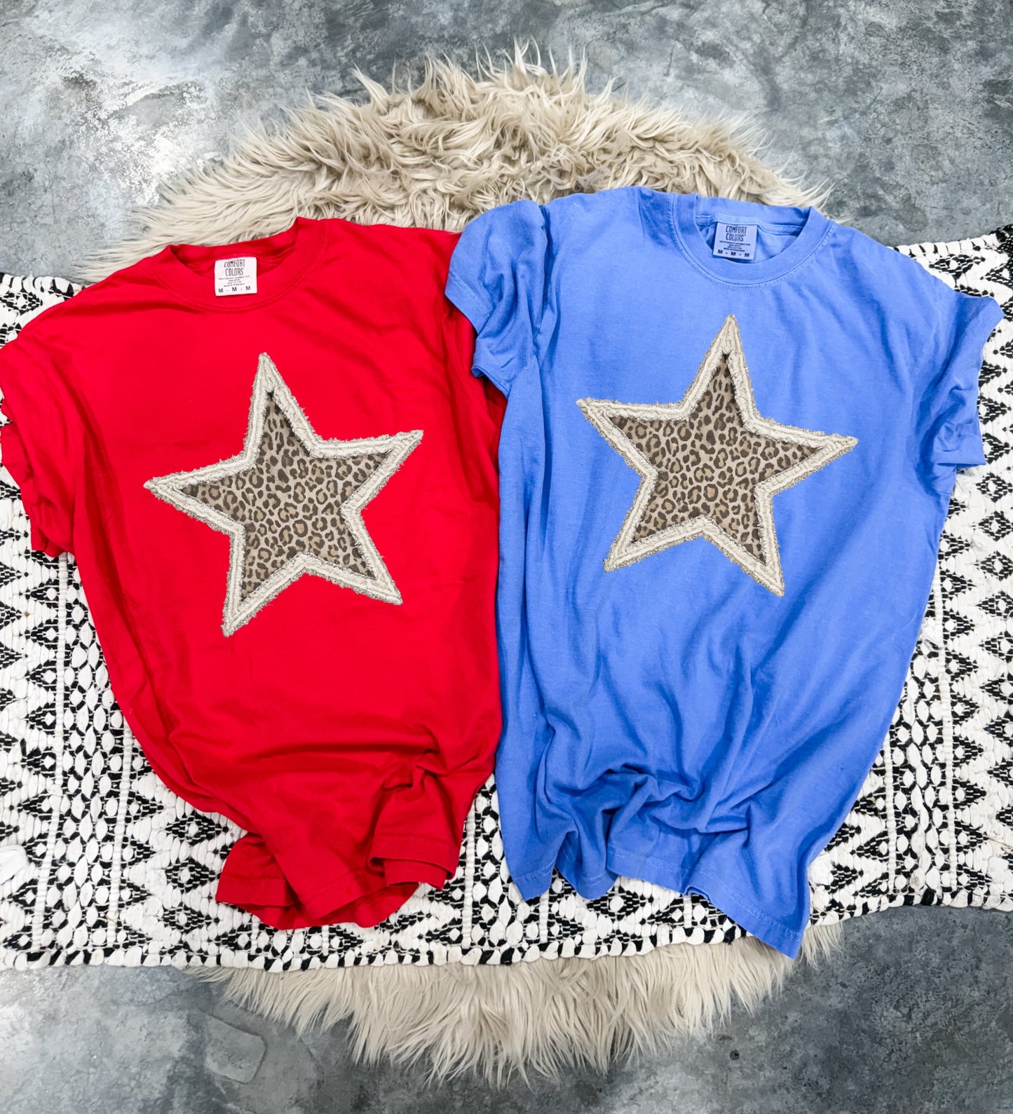 Patchwork White Leopard Star Color Option Tee