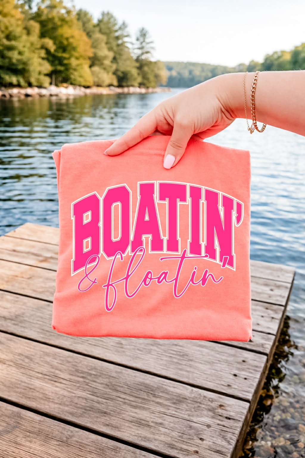 Pink Boatin & Floatin Neon Cantaloupe Tee