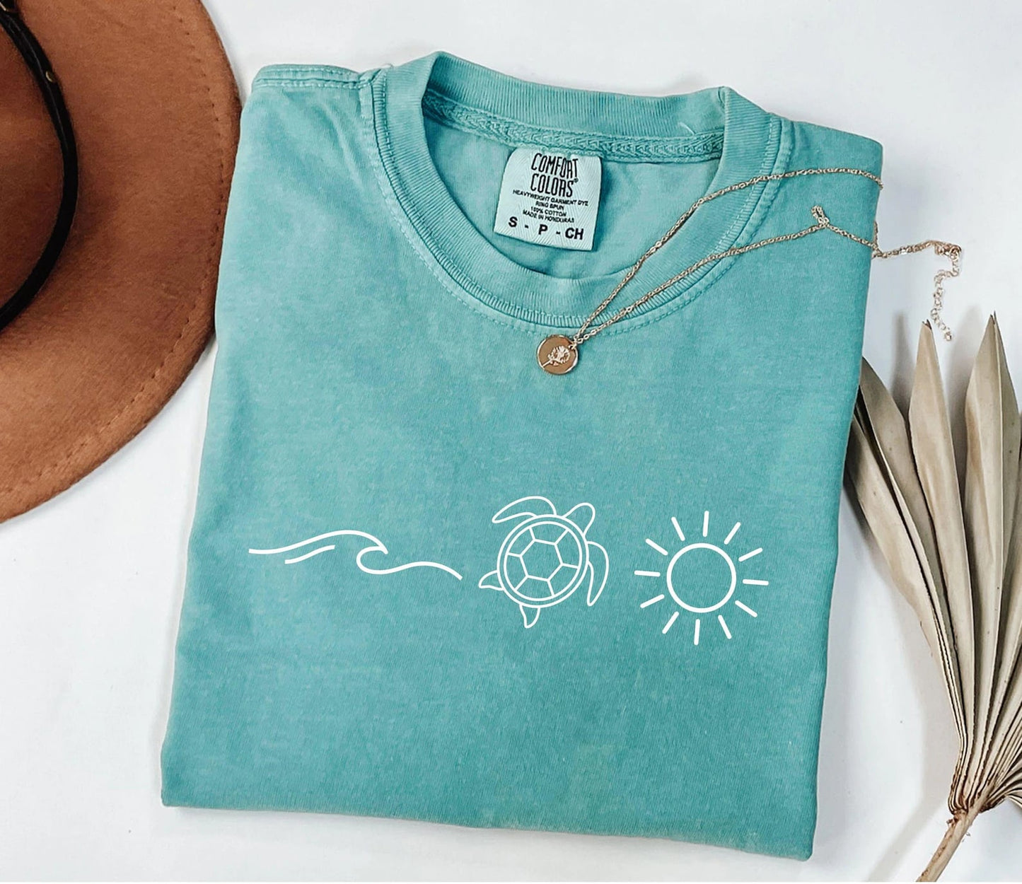 Ocean Turtle Sun Summer Seafoam Tee
