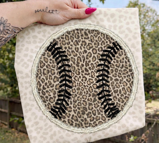 Leopard Baseball & Black Laces Natural Leopard Tee