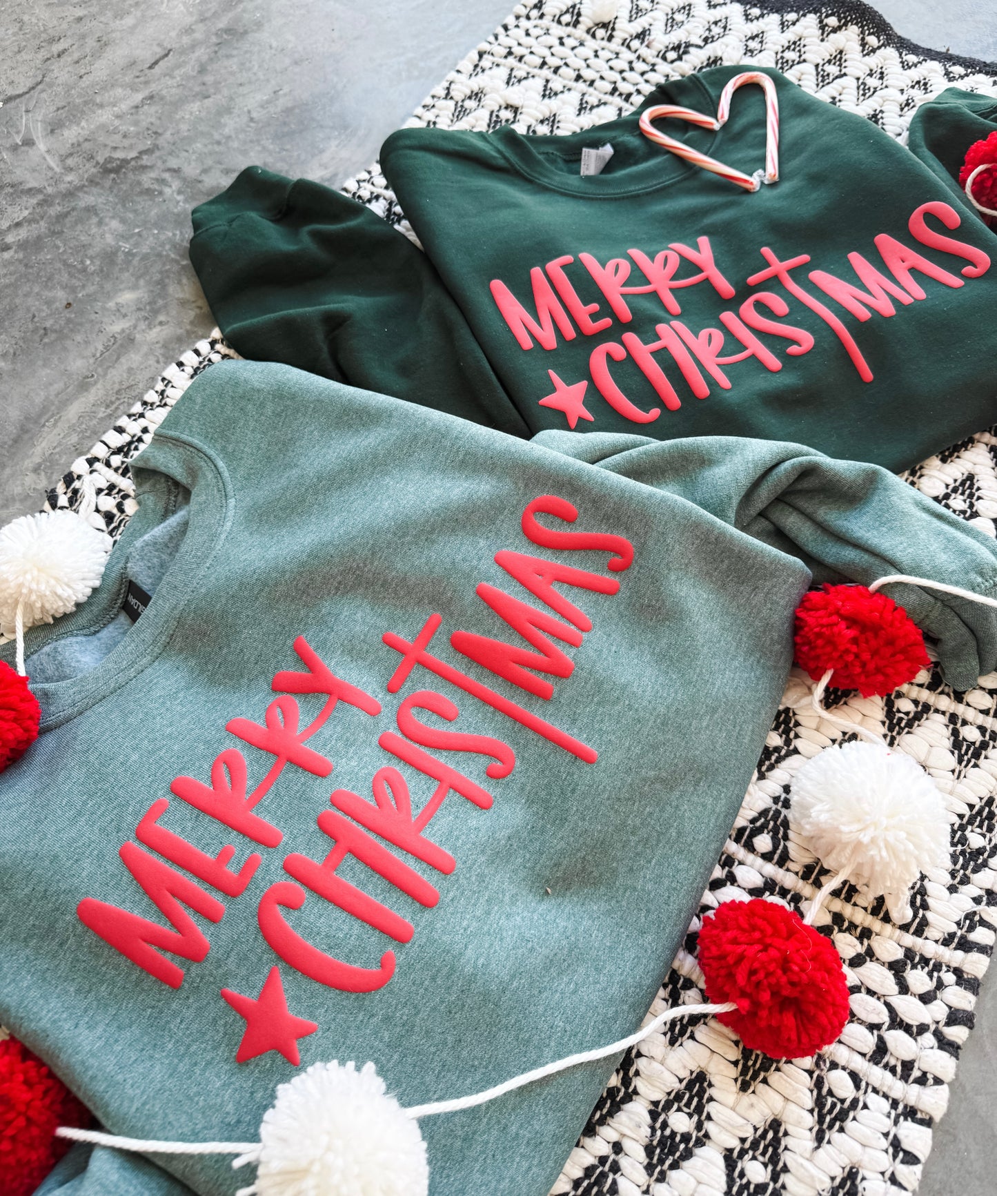 **CHRISTMAS IN JULY** PUFF Red Merry Christmas Sweatshirt Option