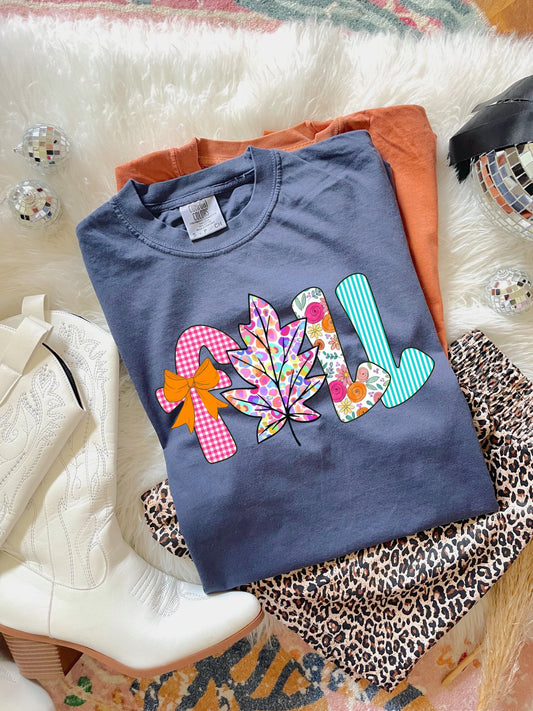 **FIRST 50** Colorful Leopard Fall Print Blue Jean Tee