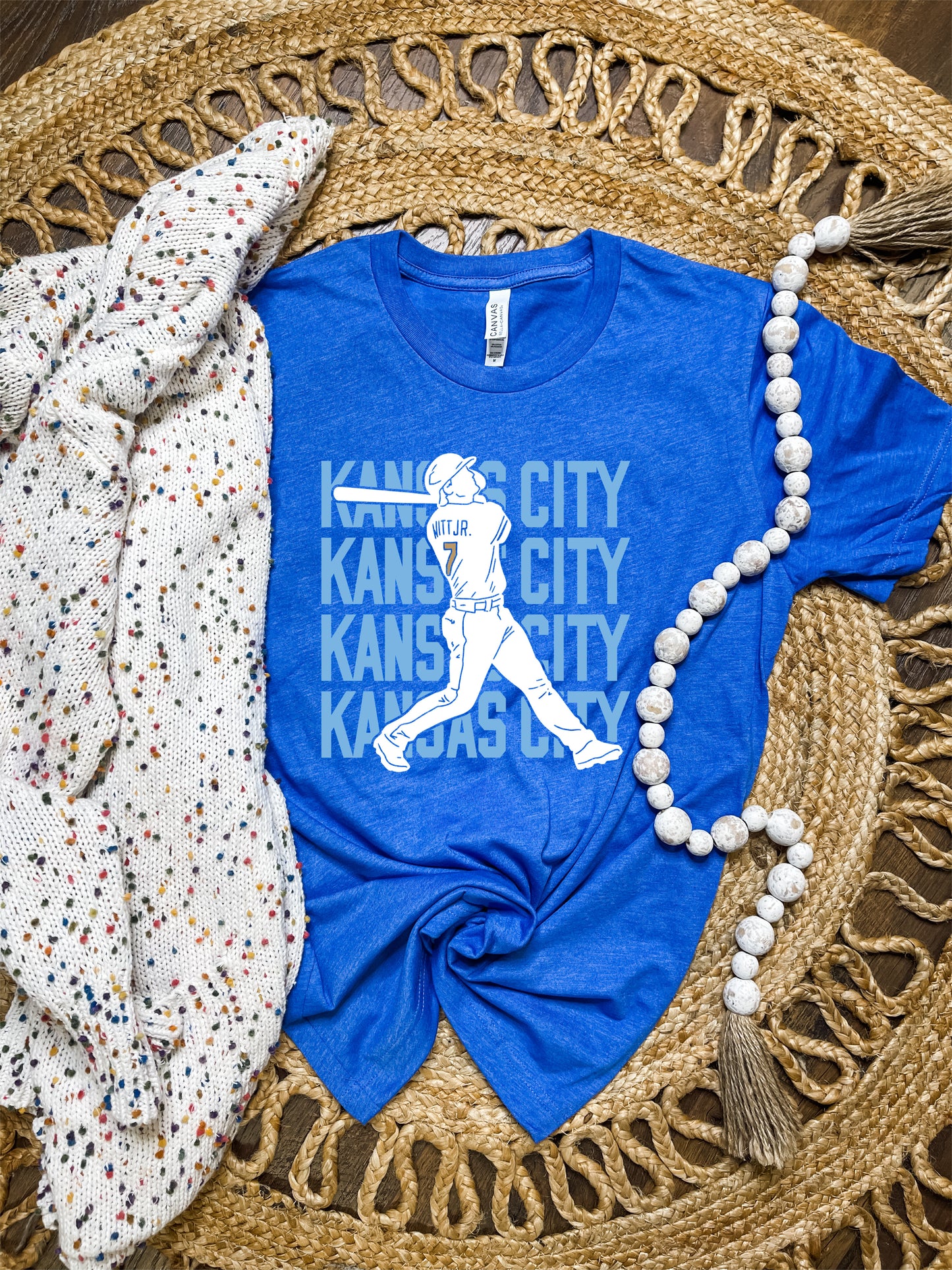 Kansas City Repeat Baseball Hit Heather Royal Tee