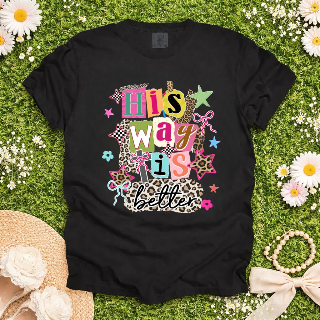 Leopard & Bow His Way Is Better Black Tee