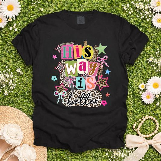 Leopard & Bow His Way Is Better Black Tee