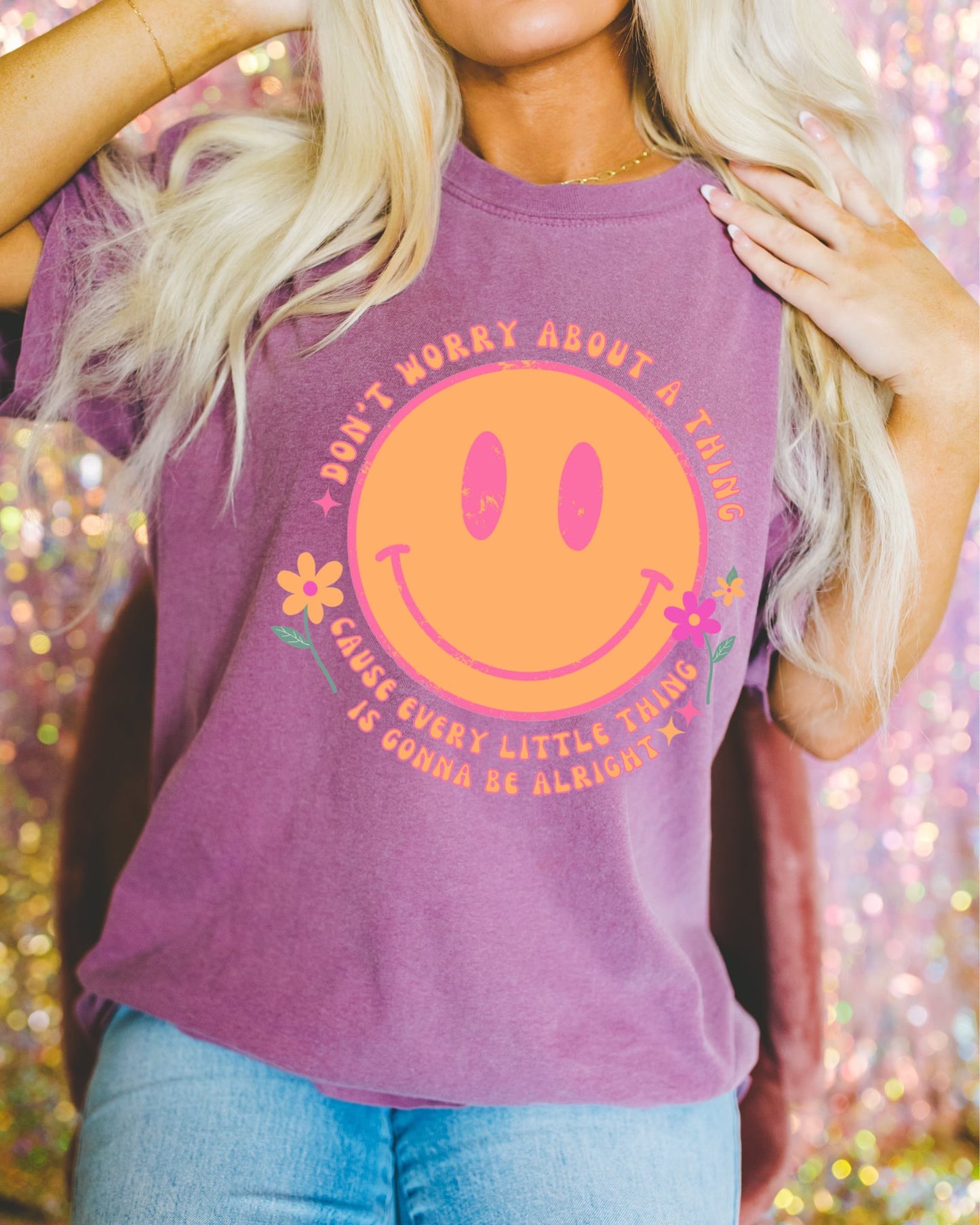 **DEAL PRICE**  Don’t Worry About A Thing Berry Tee